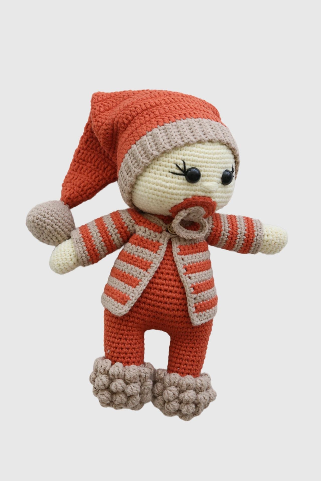 Totzee-Amigurumi Emzikli Bebek Mercan & Bej-Amigurumi Oyuncak-3-Milagron.com