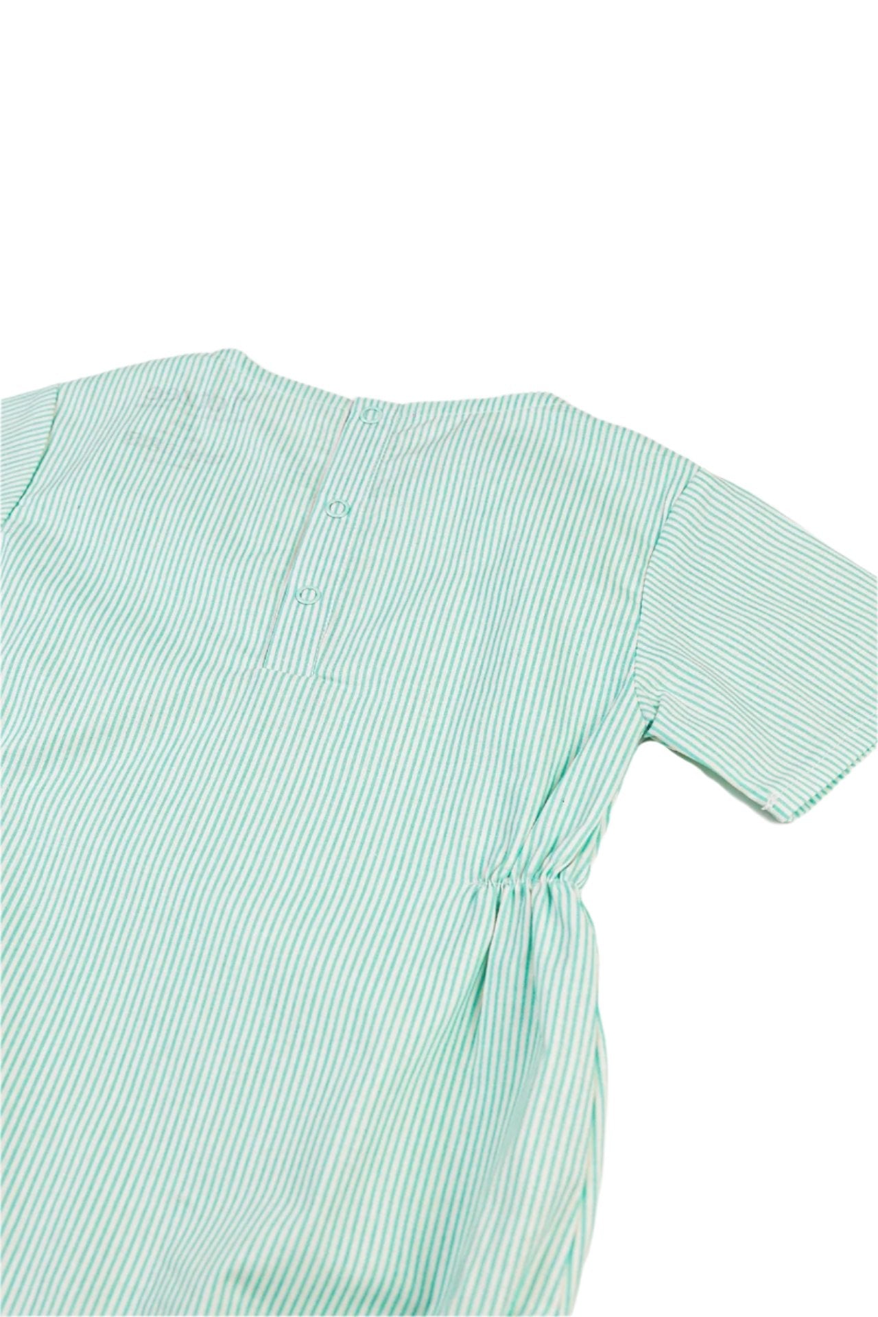 Totzee-Belden Büzgülü Tulum Çizgili - Yeşil & Beyaz-Çocuk Elbise & Tulum-2-Milagron.com