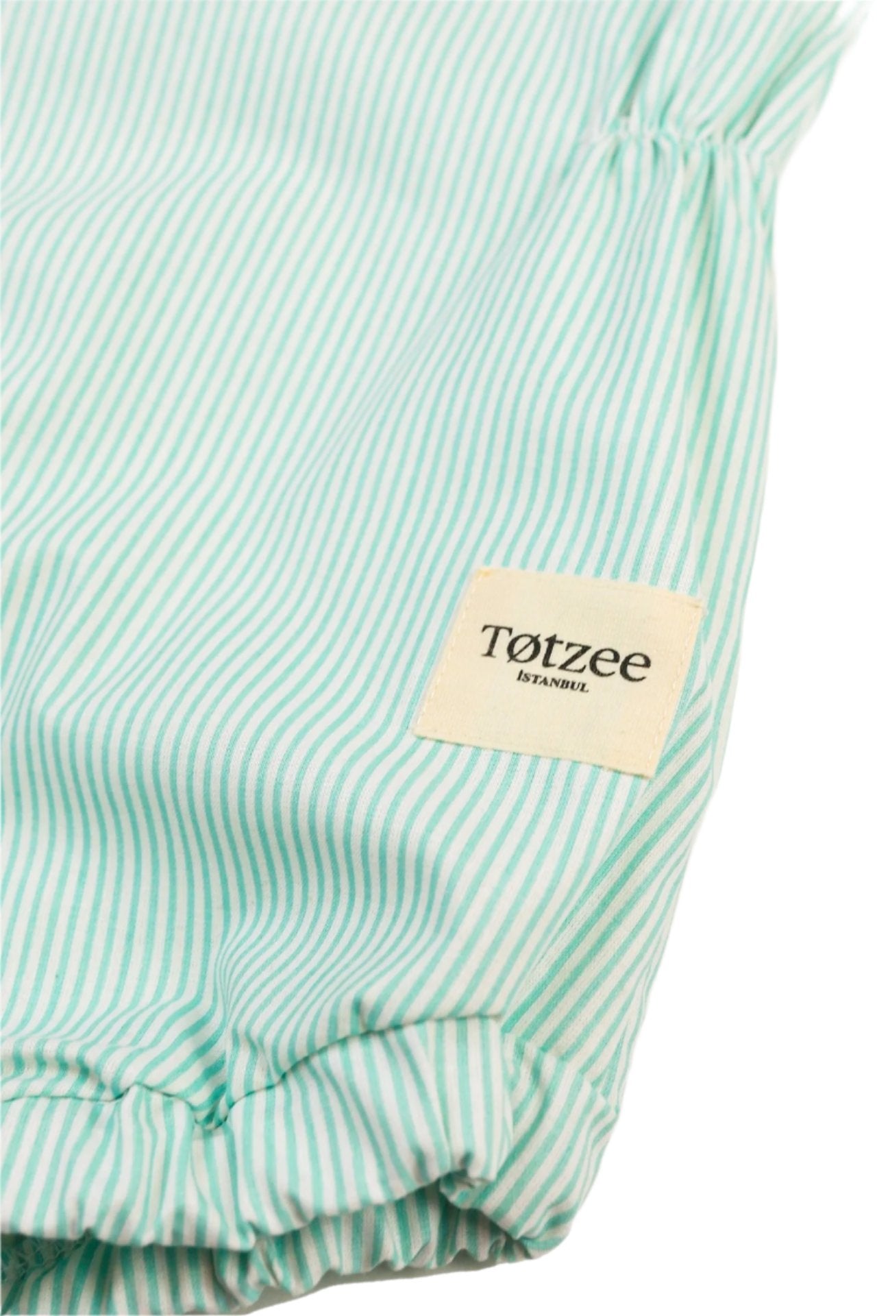 Totzee-Belden Büzgülü Tulum Çizgili - Yeşil & Beyaz-Çocuk Elbise & Tulum-3-Milagron.com