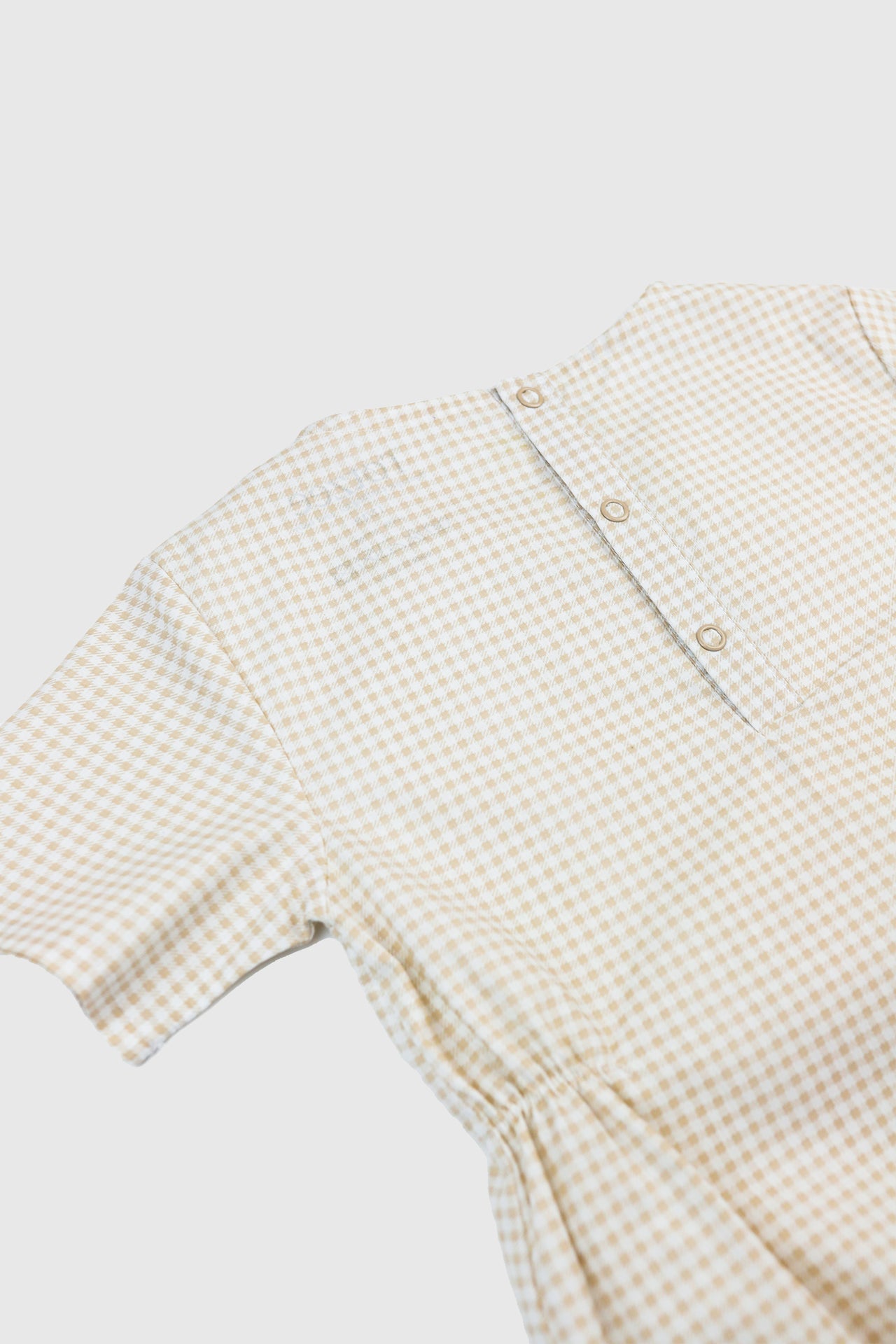 Totzee-Belden Büzgülü Tulum Mini Ekose Bej & Krem-Çocuk Elbise & Tulum-4-Milagron.com