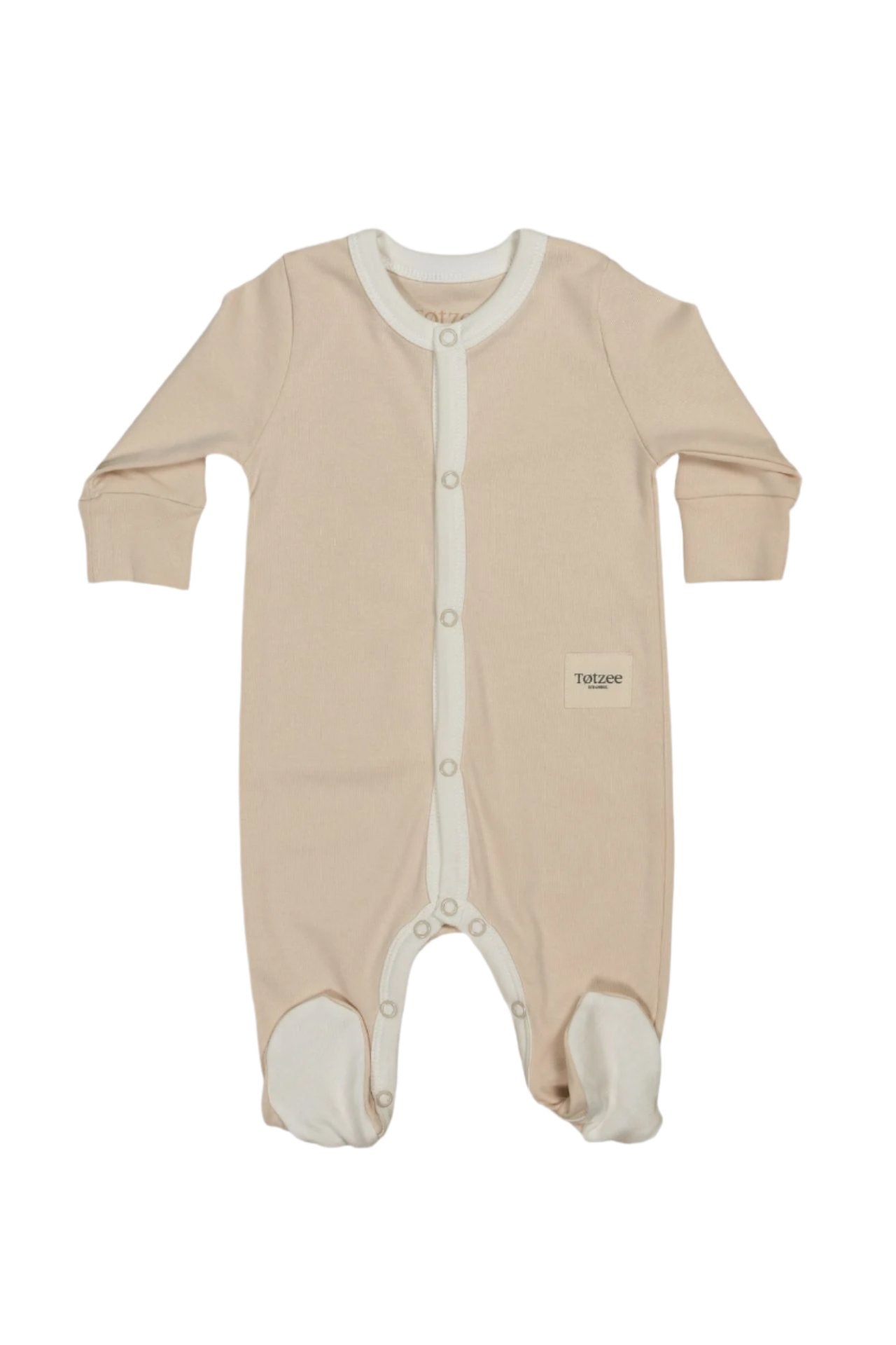 Totzee-Çıt Çıtlı Basic Yenidoğan Tulum Kahve Köpüğü-Çocuk Elbise & Tulum-1-Milagron.com