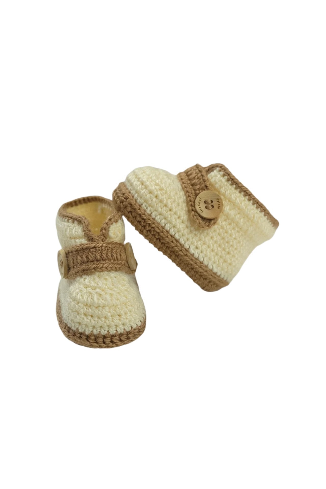 Totzee-Düğmeli Bot Patik Krem & Kahverengi-Patik-1-Milagron.com