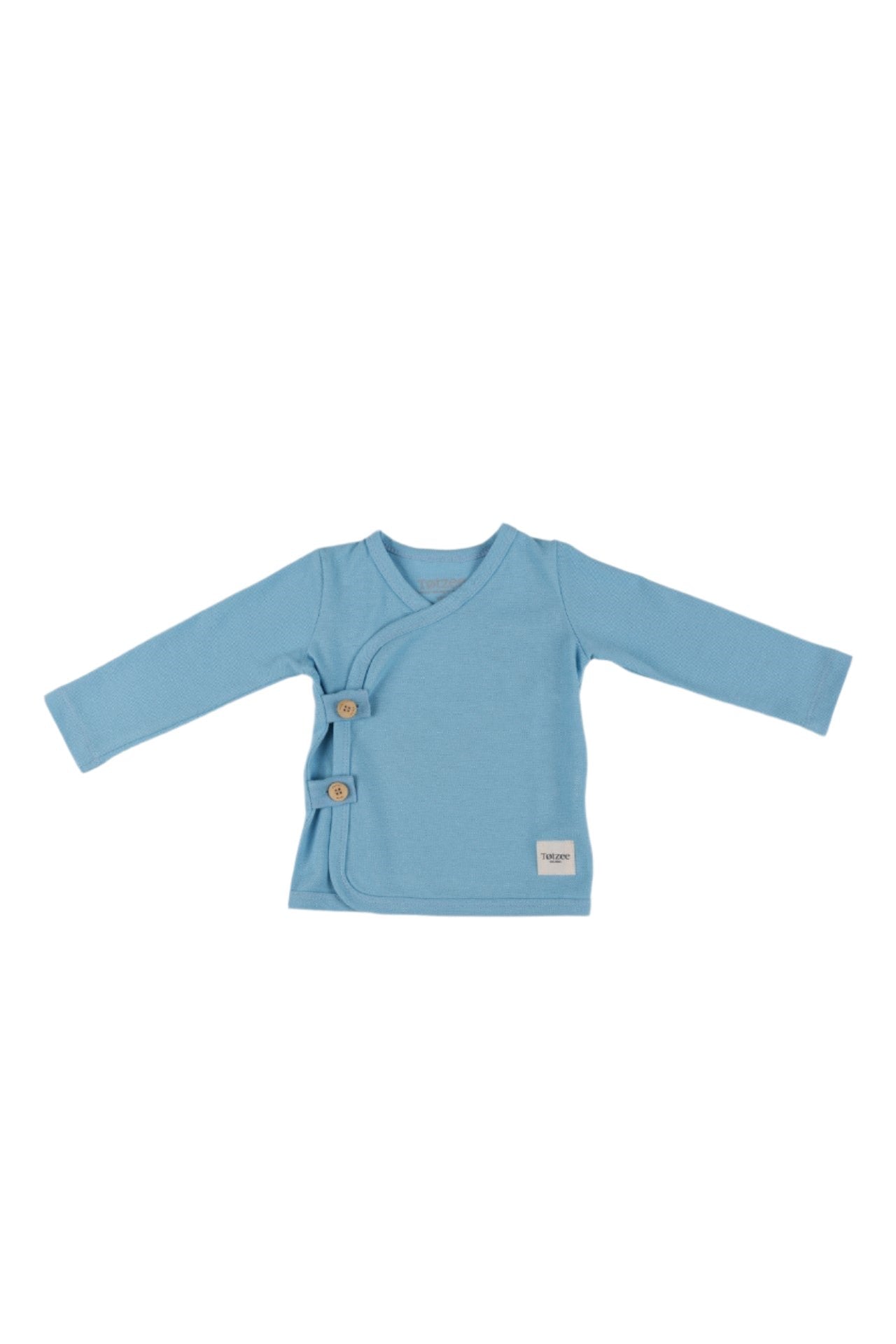 Totzee-Düğmeli Kruvaze Üst Gökyüzü Mavisi-Body-1-Milagron.com