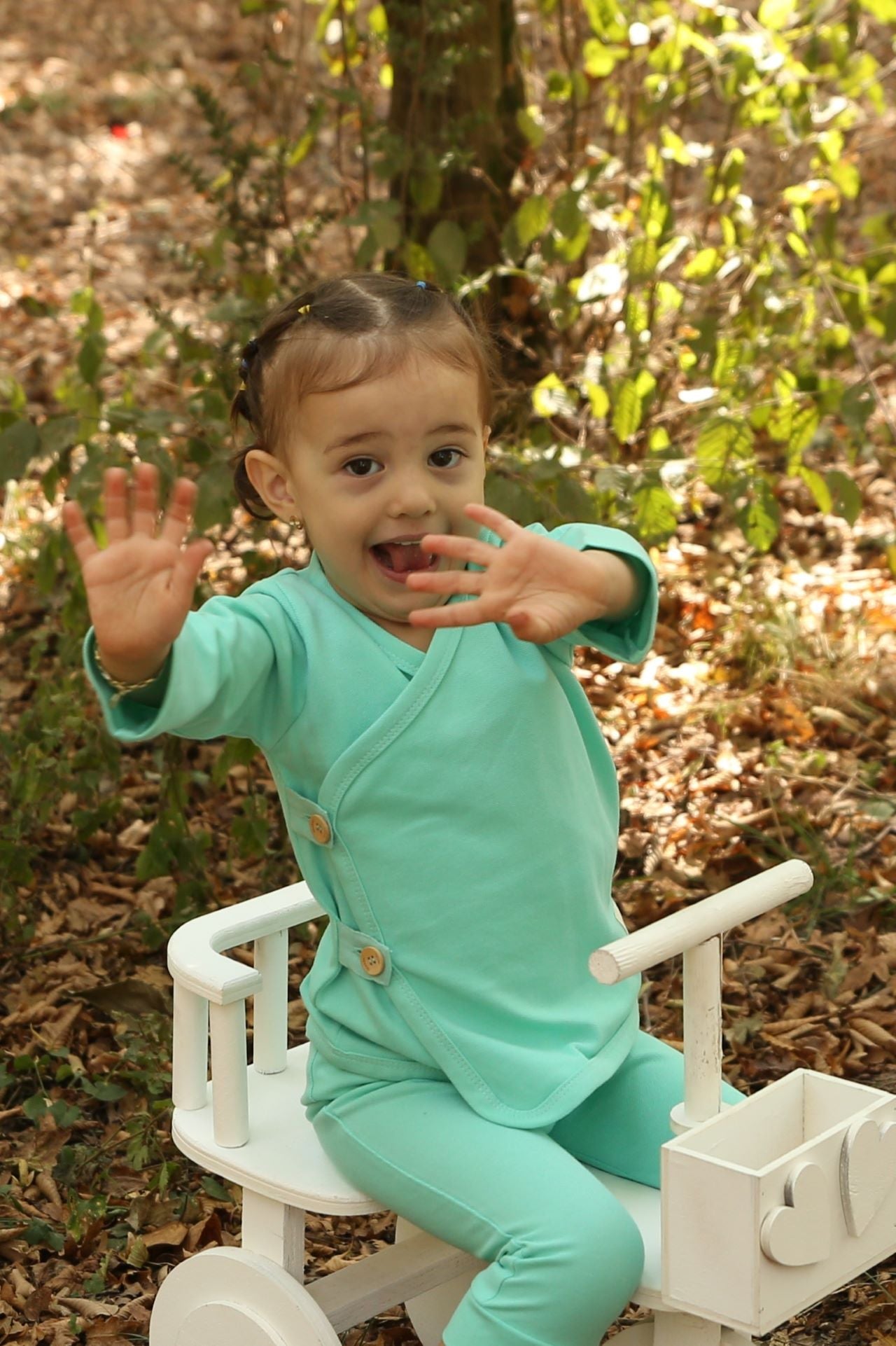 Totzee-Düğmeli Kruvaze Üst Mint Yeşili-Body-2-Milagron.com