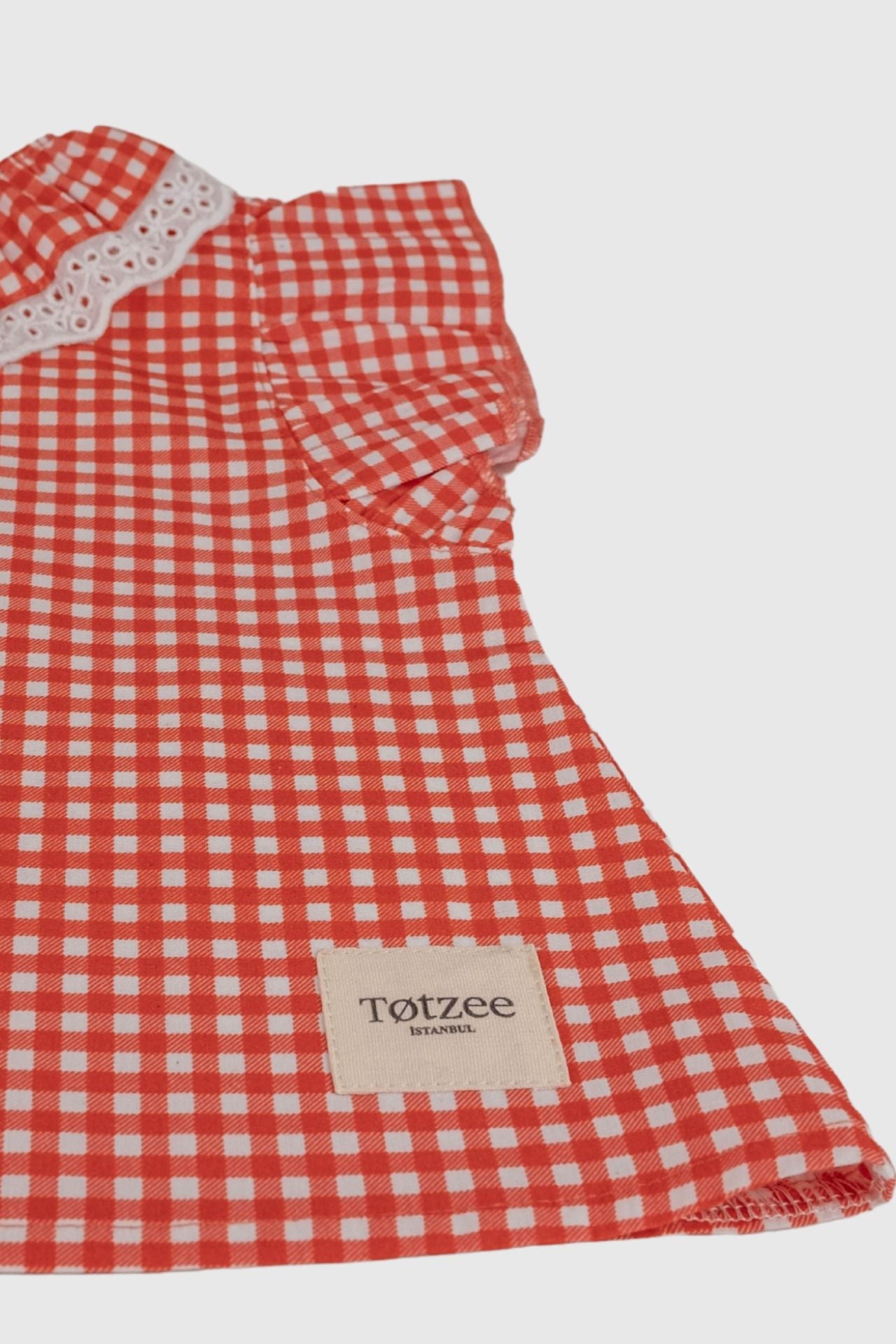 Totzee-Fisto Yaka Üst Mini Ekose Kırmızı & Beyaz-Gömlek-3-Milagron.com