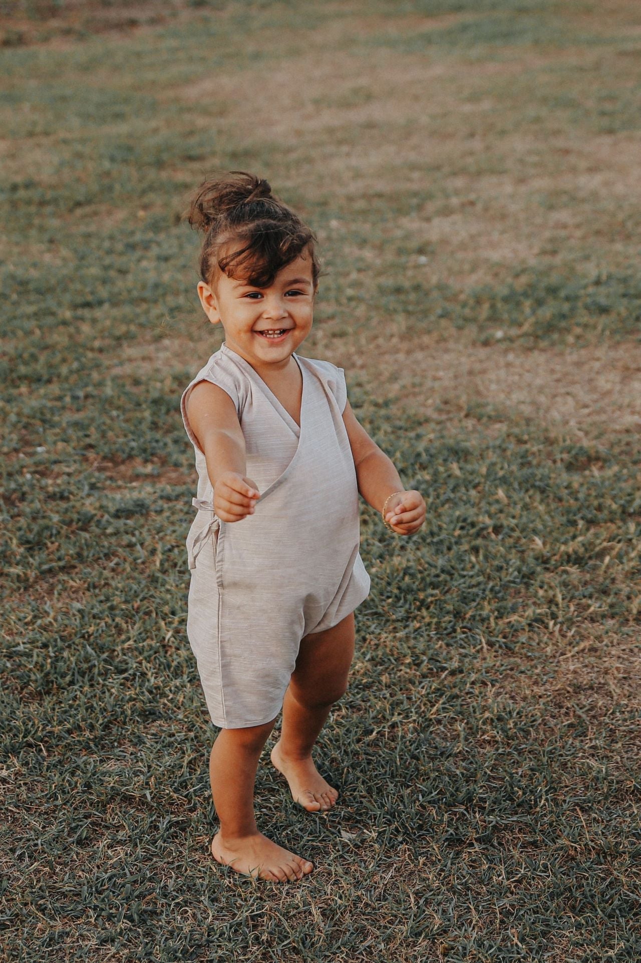 Totzee-Keten Kruvaze Tulum Badem Beji-Çocuk Elbise & Tulum-2-Milagron.com