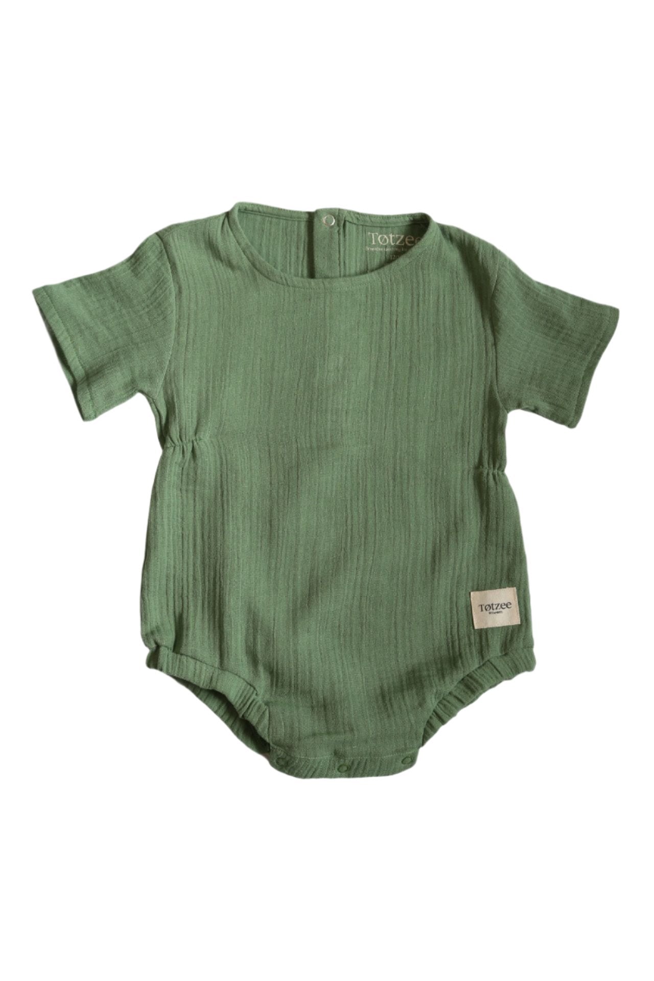 Totzee-Müslin Belden Büzgülü Tulum Çimen Yeşili-Çocuk Elbise & Tulum-1-Milagron.com