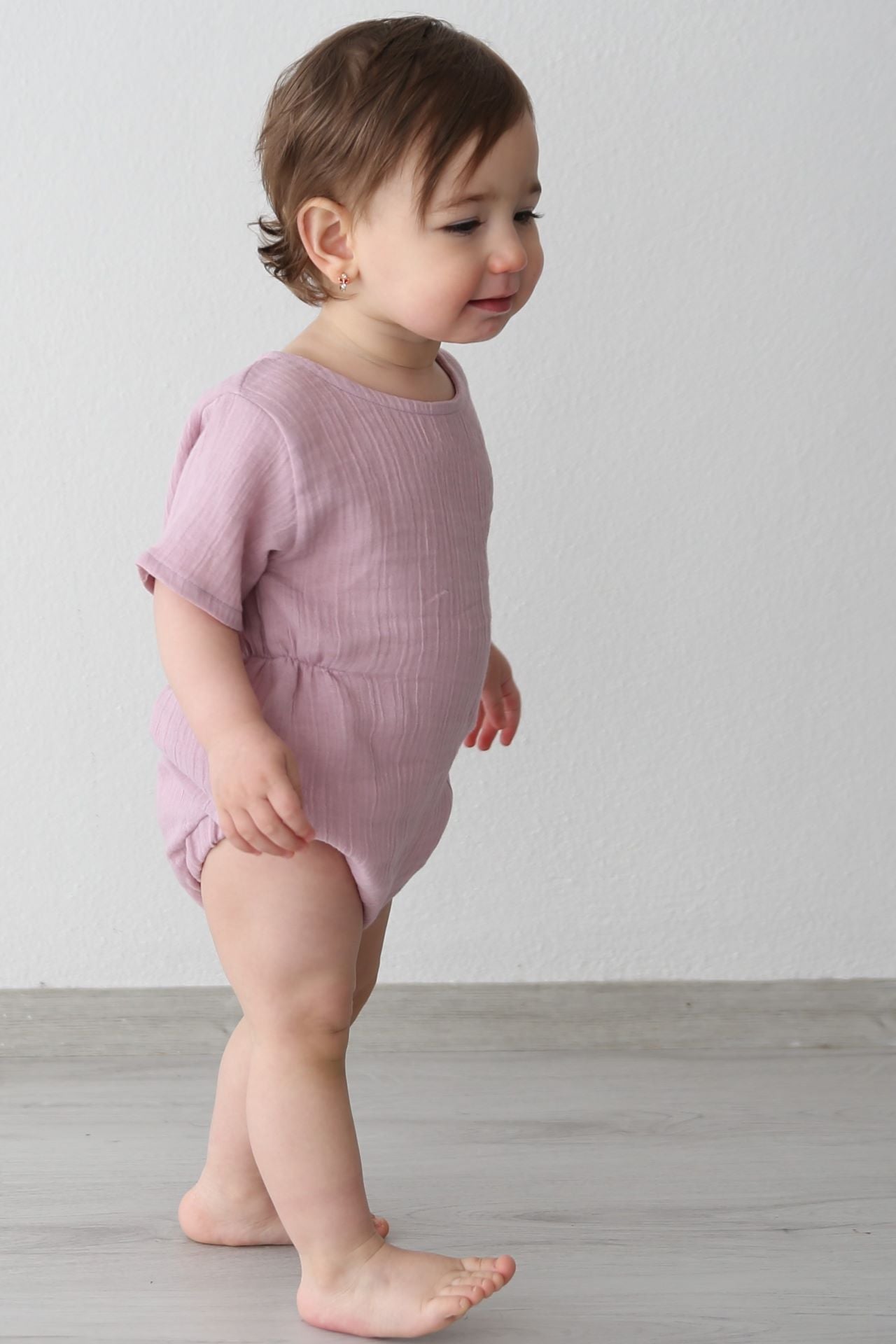 Totzee-Müslin Belden Büzgülü Tulum Lila-Çocuk Elbise & Tulum-2-Milagron.com