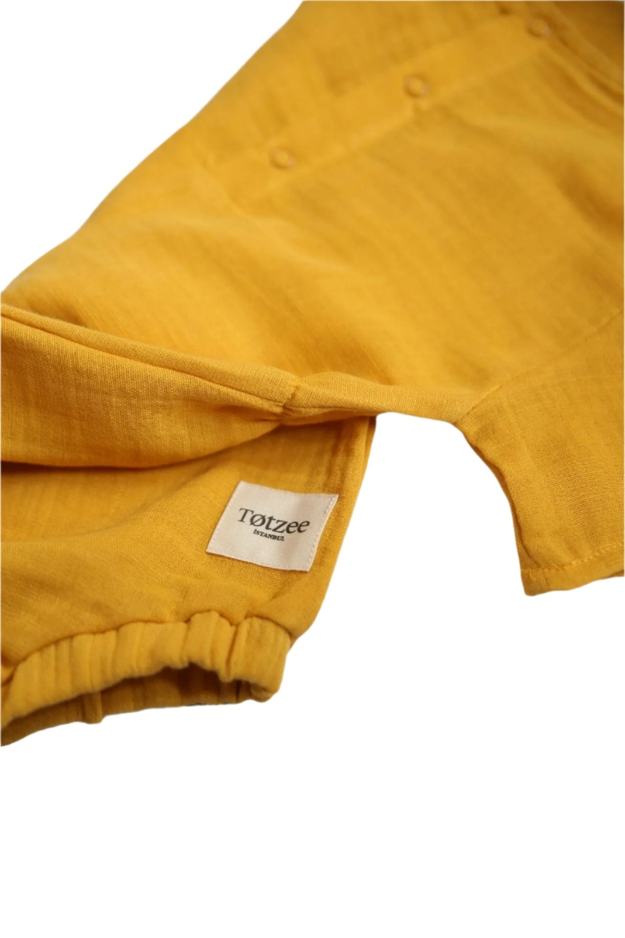 Totzee-Müslin Belden Büzgülü Tulum - Sonbahar Sarısı-Çocuk Elbise & Tulum-3-Milagron.com
