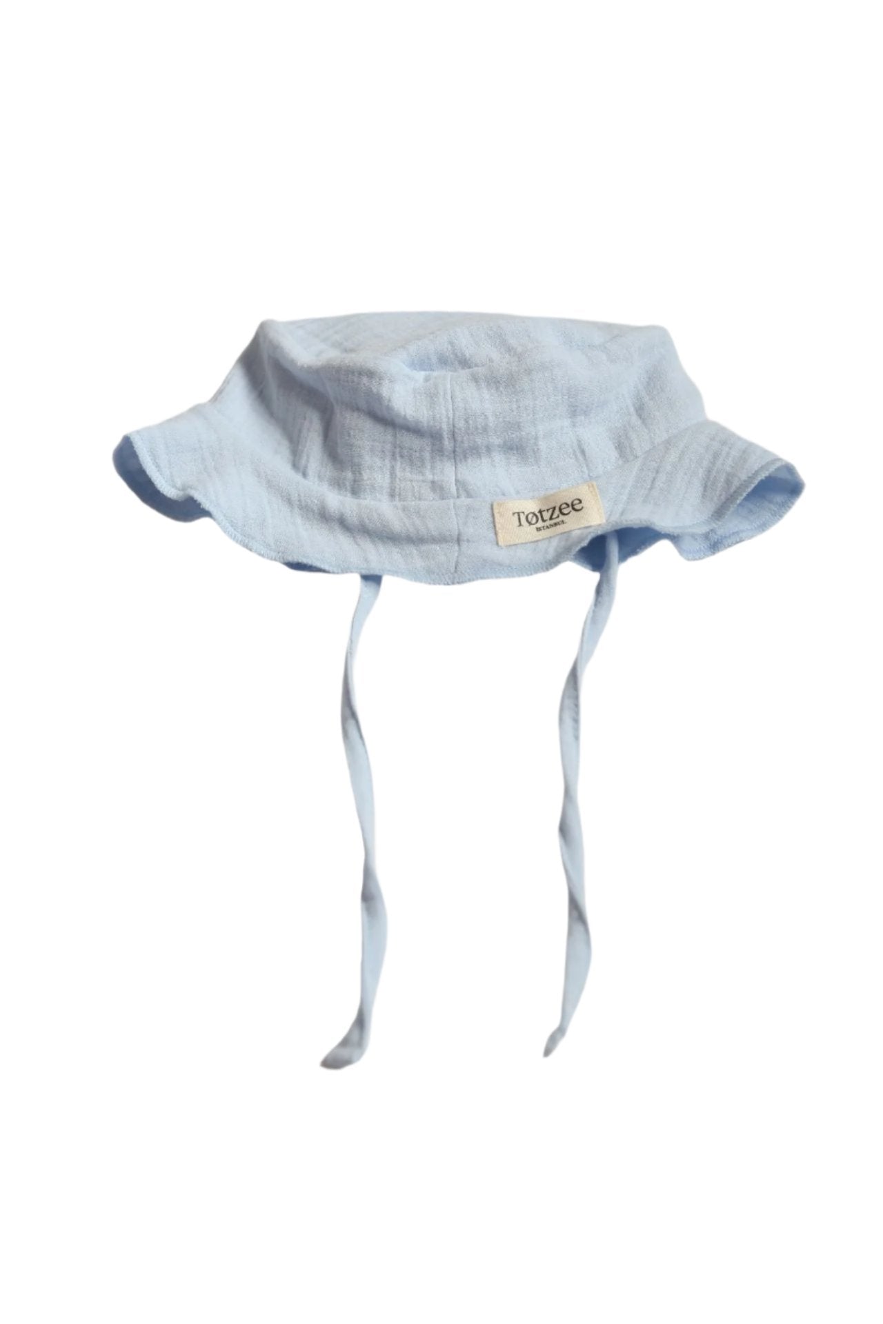 Totzee-Müslin Bucket Bağcıklı Şapka Bebek Mavisi-Şapka-1-Milagron.com