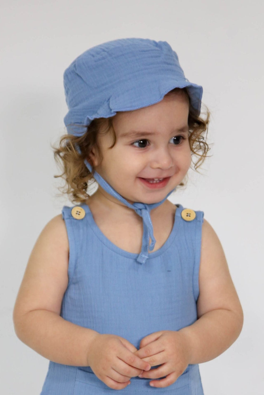 Totzee-Müslin Bucket Bağcıklı şapka Okyanus Mavisi-Müslin Şapka-1-Milagron.com