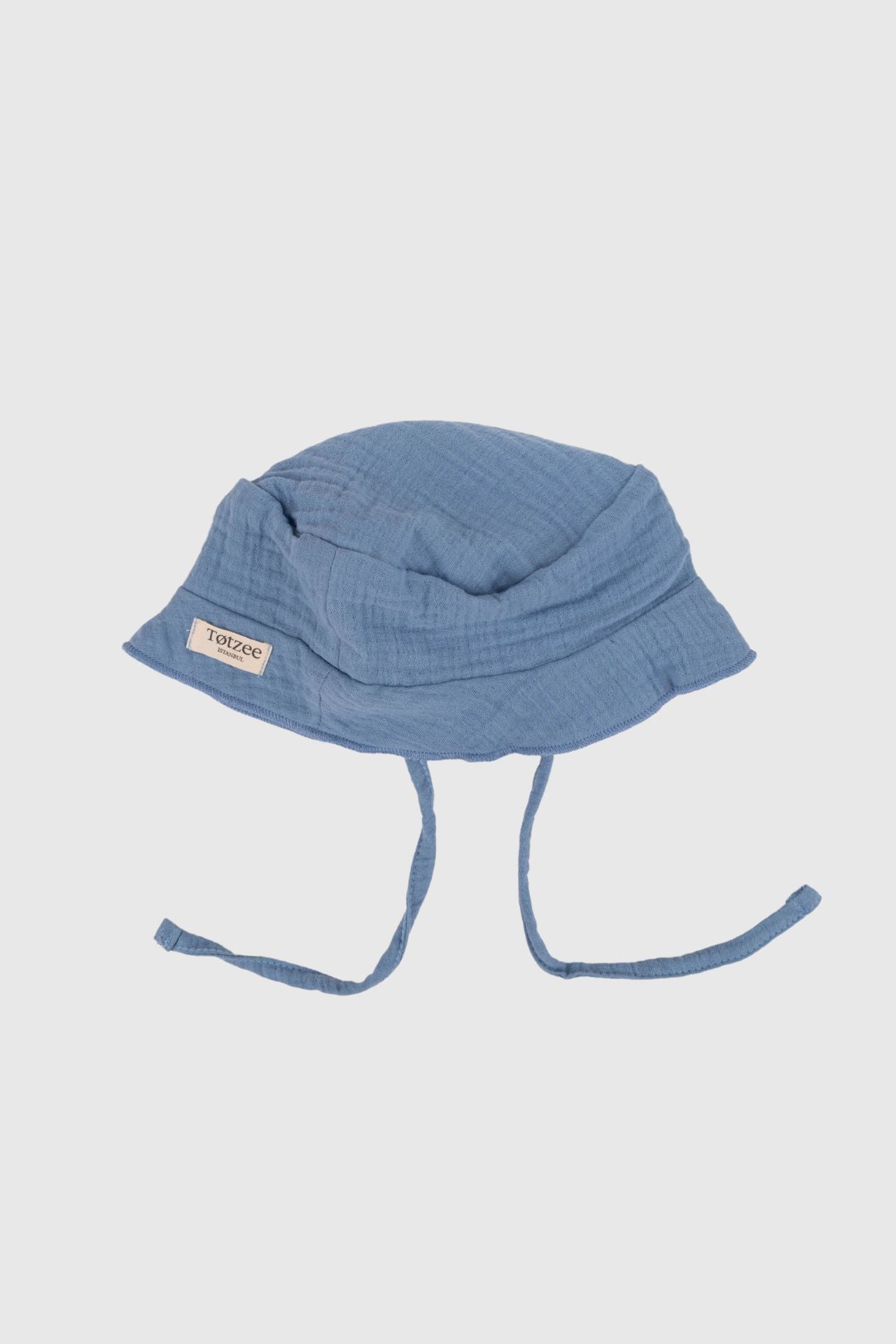 Totzee-Müslin Bucket Bağcıklı şapka Okyanus Mavisi-Müslin Şapka-2-Milagron.com