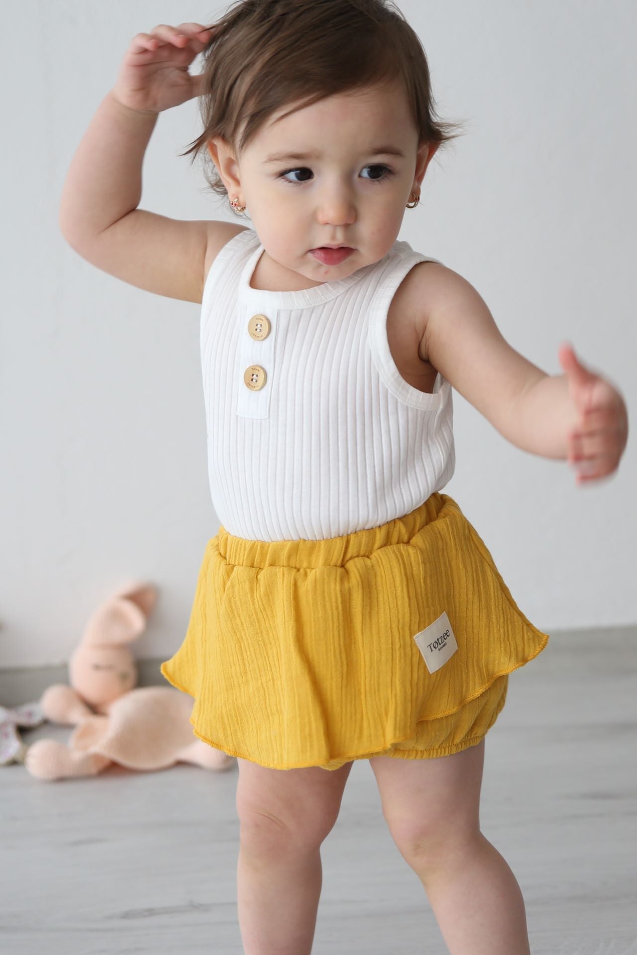 Totzee-Müslin Etekli Şort - Sonbahar Sarısı-Şort-2-Milagron.com