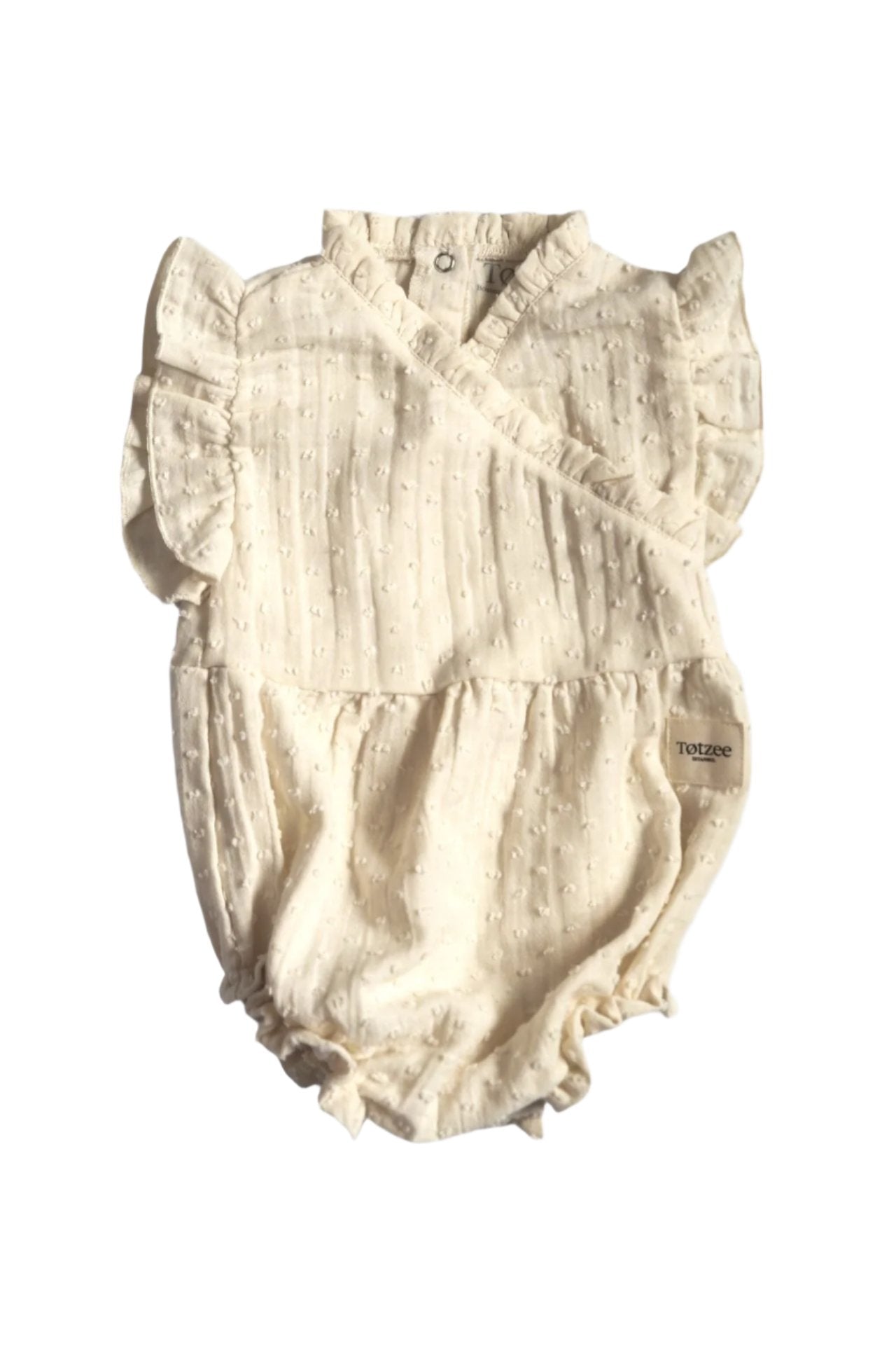 Totzee-Müslin Fırfırlı Mini Ponpon Tulum Deniz Kabuğu-Çocuk Elbise & Tulum-1-Milagron.com