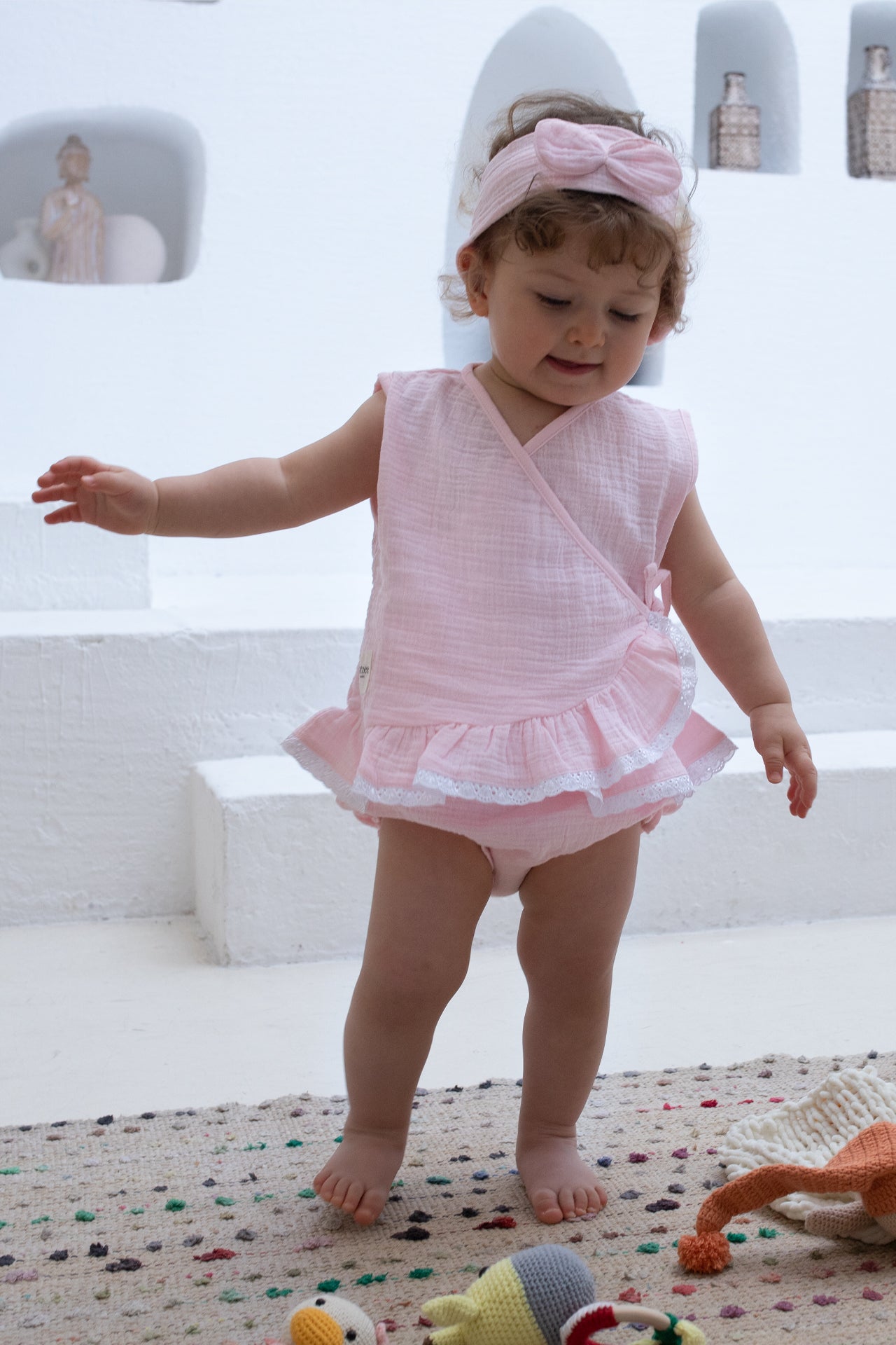 Totzee-Müslin Kimono Elbise Pembe-Çocuk Elbise & Tulum-2-Milagron.com