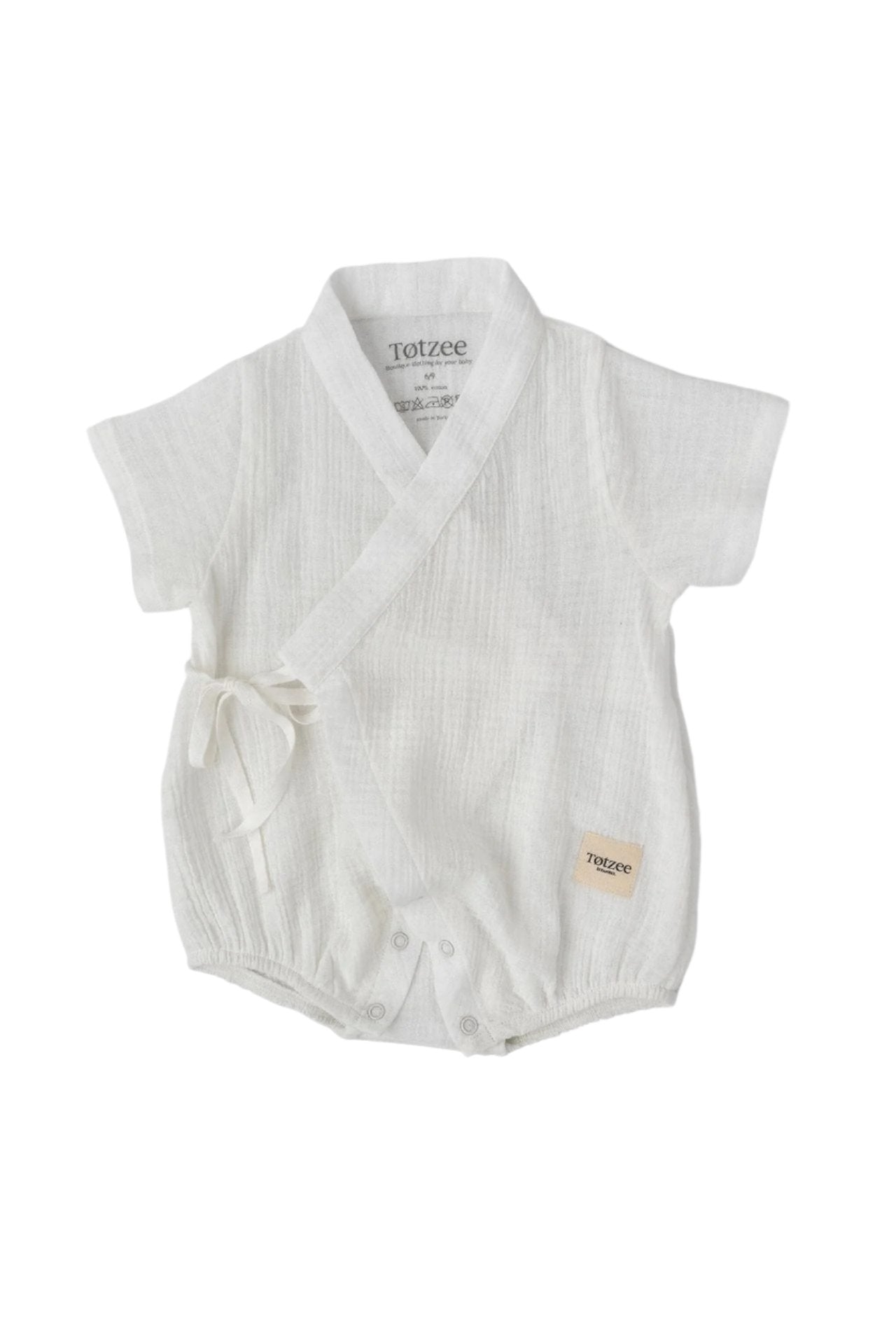 Totzee-Müslin Kısa Kimono Tulum Ekru-Çocuk Elbise & Tulum-1-Milagron.com