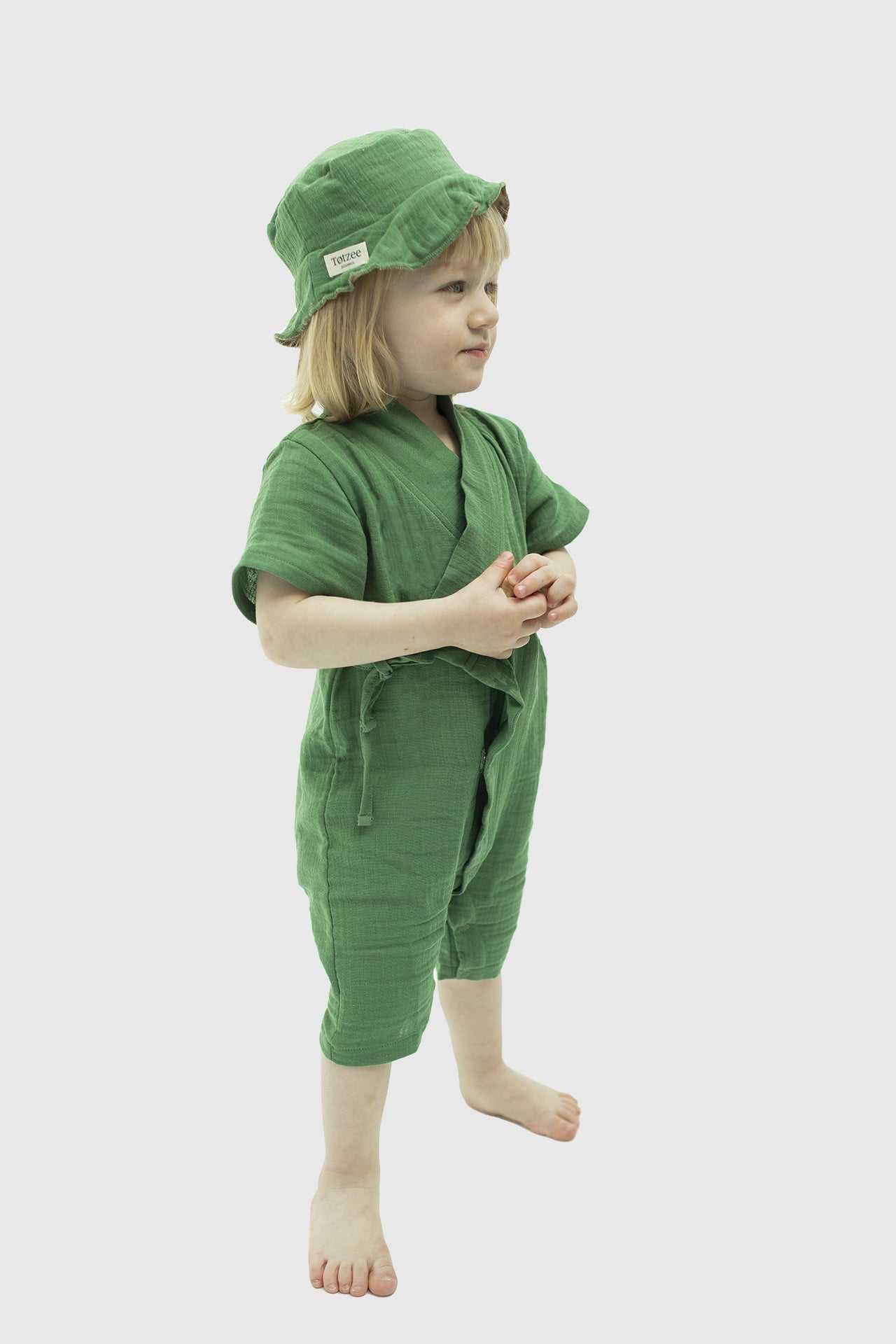 Totzee-Müslin Uzun Kimono Tulum Çimen Yeşili-Çocuk Elbise & Tulum-2-Milagron.com