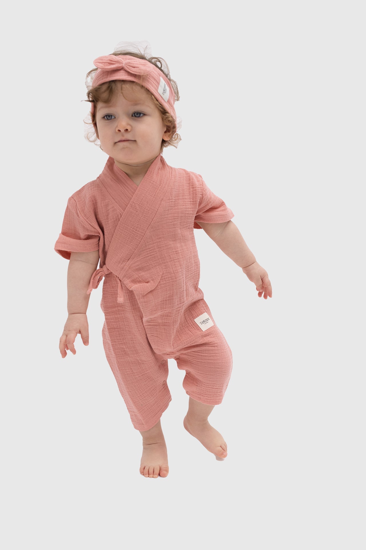 Totzee-Müslin Uzun Kimono Tulum Mercan Rengi-Çocuk Elbise & Tulum-2-Milagron.com