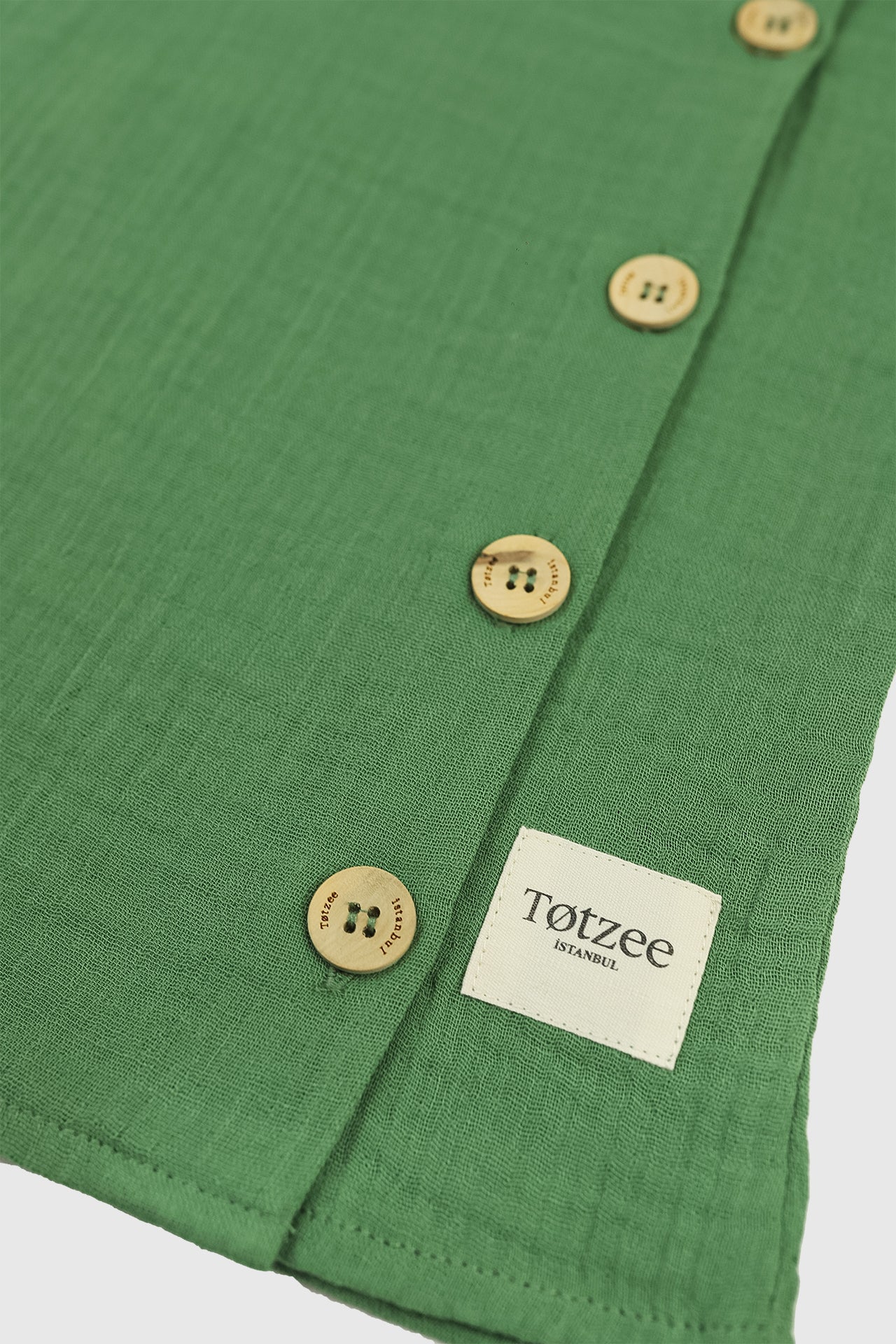 Totzee-Müslin Yandan Düğmeli Üst Çimen Yeşili-T-Shirts-3-Milagron.com
