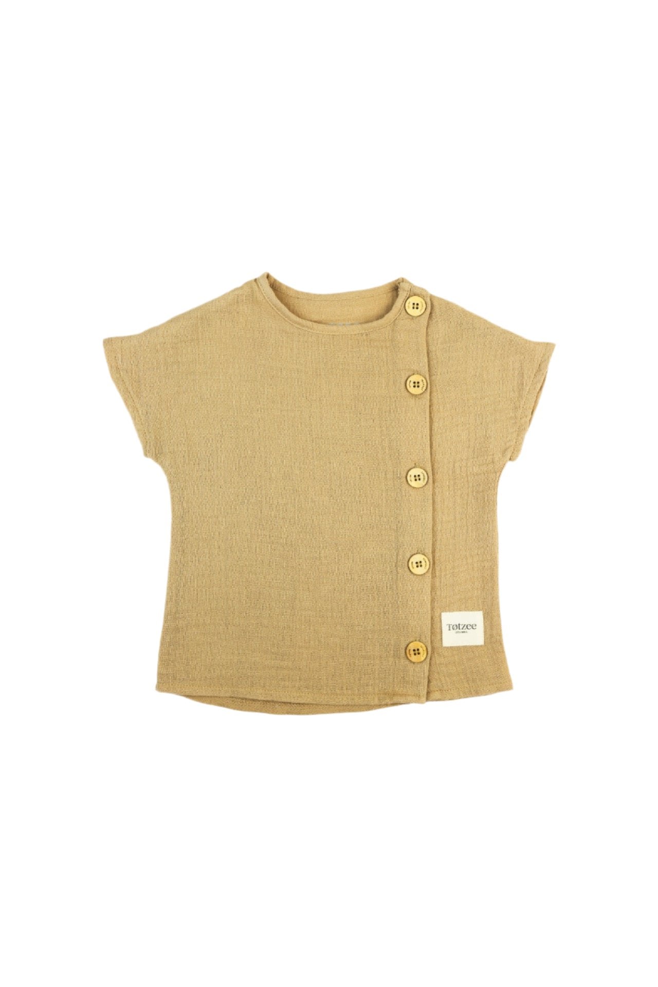 Totzee-Müslin Yandan Düğmeli Üst Kumsal Beji-T-Shirts-1-Milagron.com