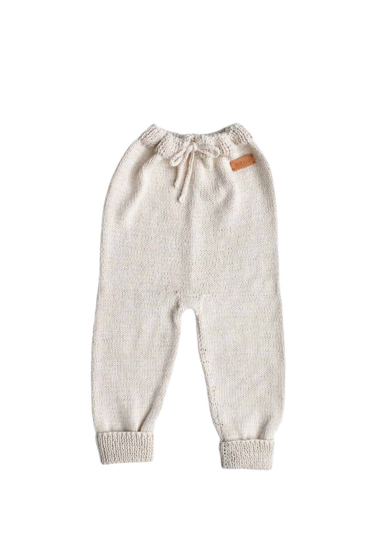 Totzee-Organik El Örgüsü Bağcıklı Pantolon Antik Bej-Pantolon-1-Milagron.com