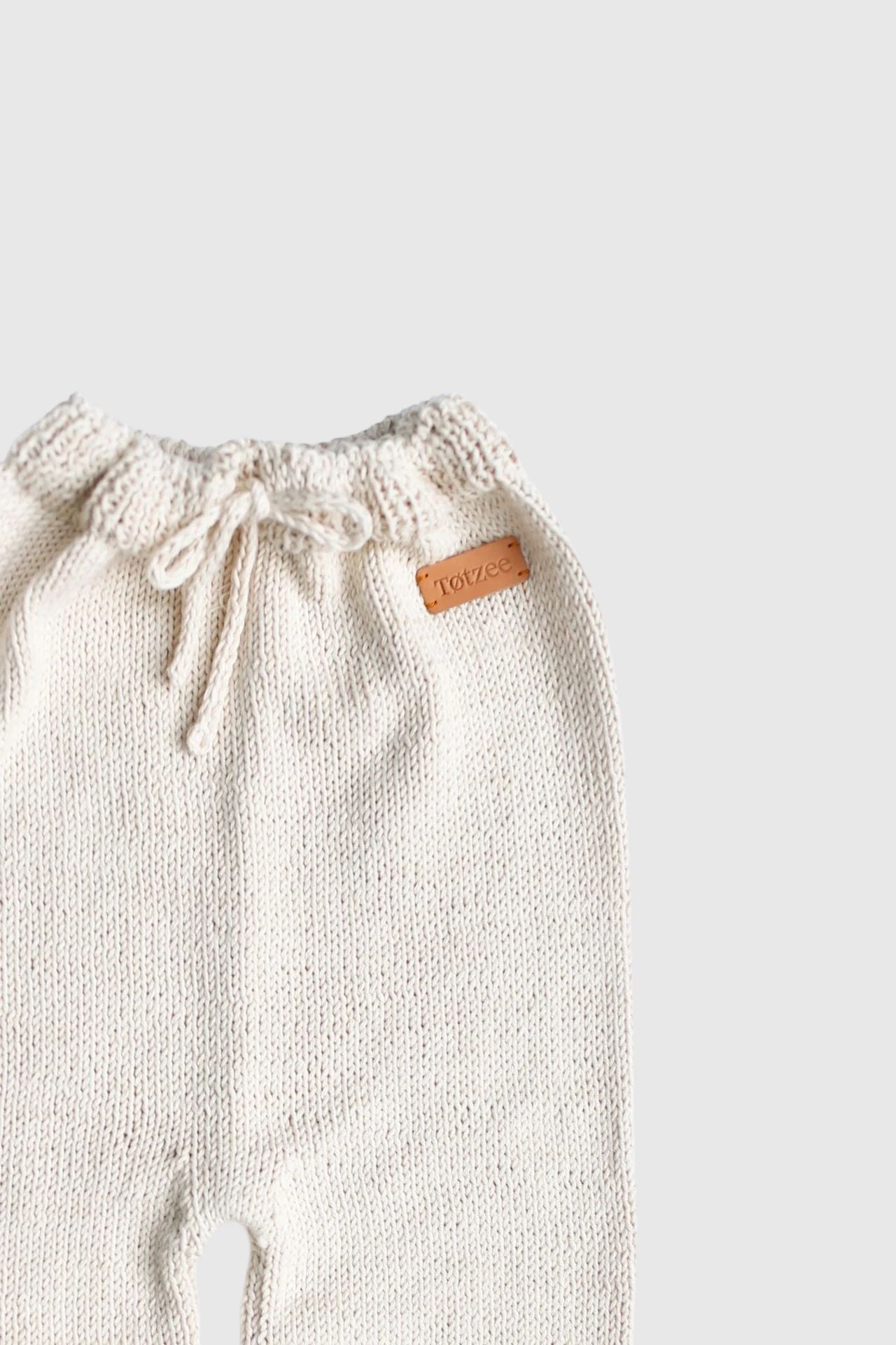 Totzee-Organik El Örgüsü Bağcıklı Pantolon Antik Bej-Pantolon-3-Milagron.com