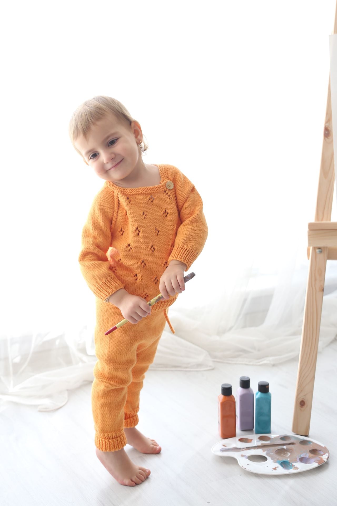 Totzee-Organik El Örgüsü Bağcıklı Pantolon - Kavuniçi-Pantolon-3-Milagron.com