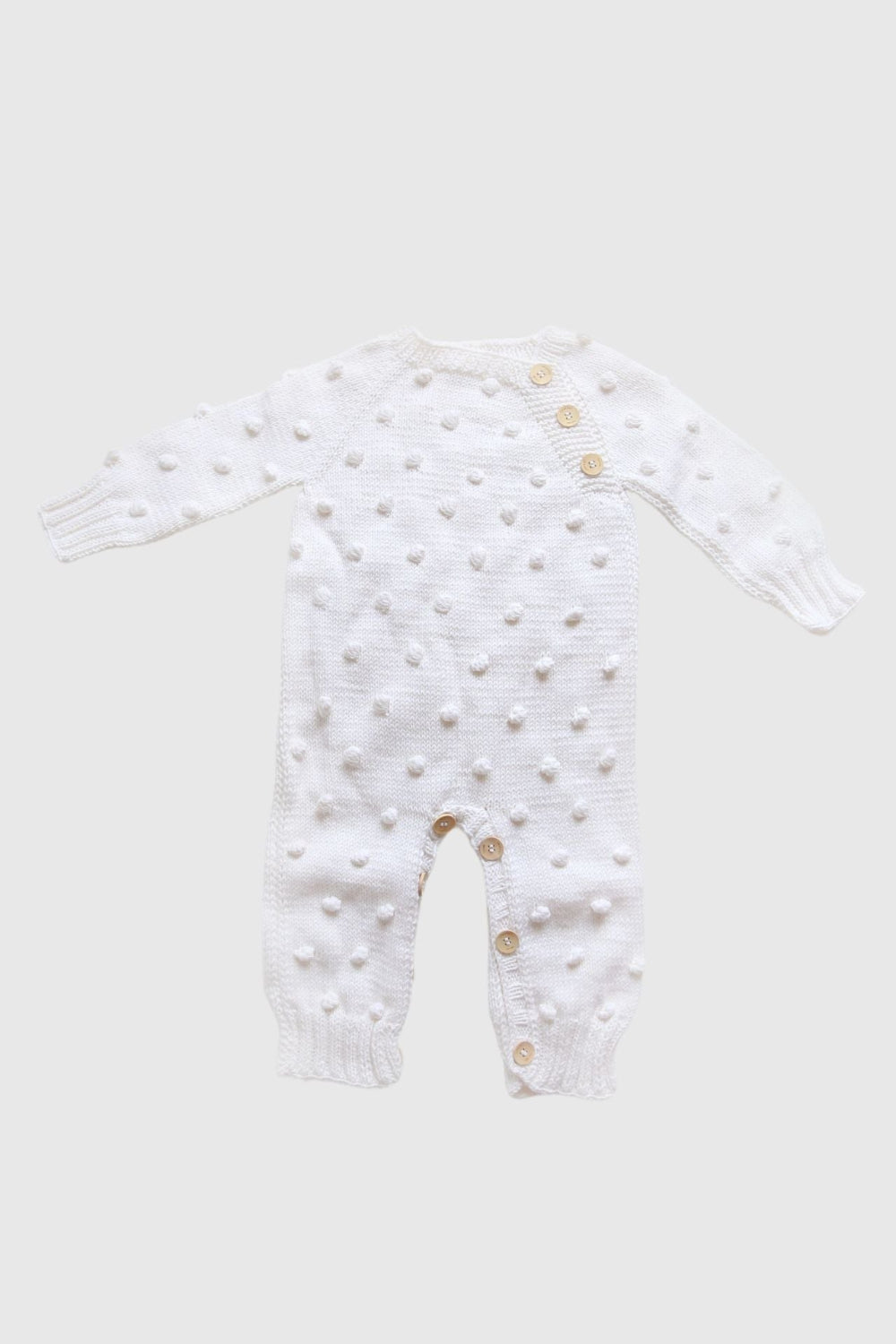 Totzee-Organik El Örgüsü Omuzdan Düğmeli Tulum Ekru-Çocuk Elbise & Tulum-2-Milagron.com