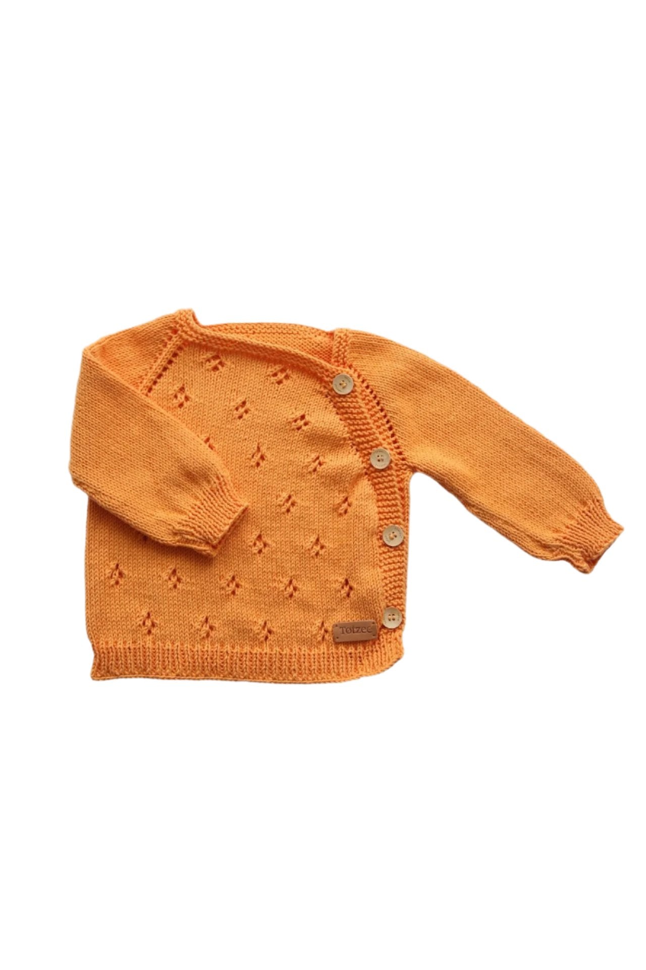 Totzee-Organik El Örgüsü Yandan Düğmeli Hırka Kavuniçi-Kazak & Triko-1-Milagron.com