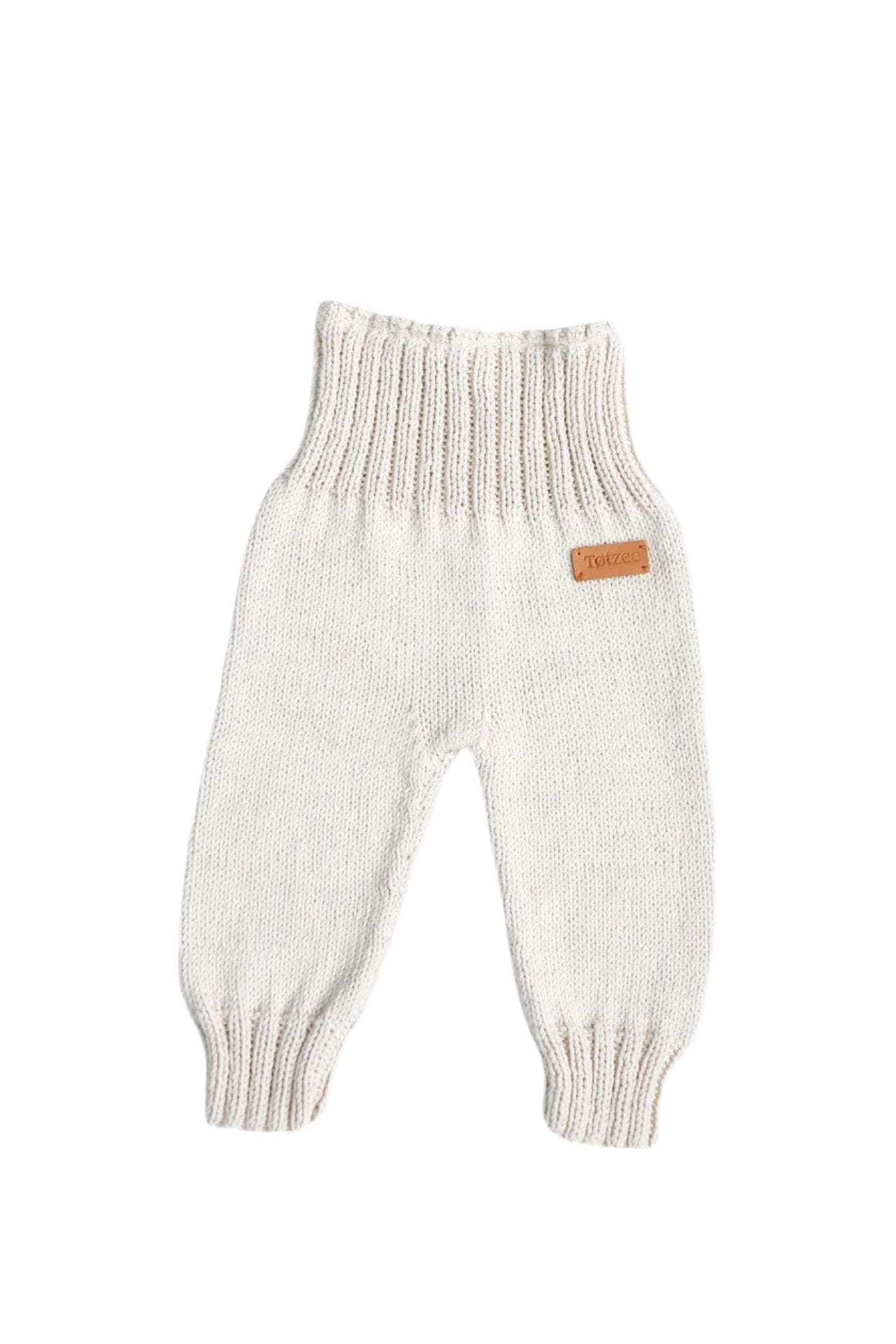 Totzee-Organik El Örgüsü Yüksek Bel Pantolon Antik Bej-Pantolon-1-Milagron.com