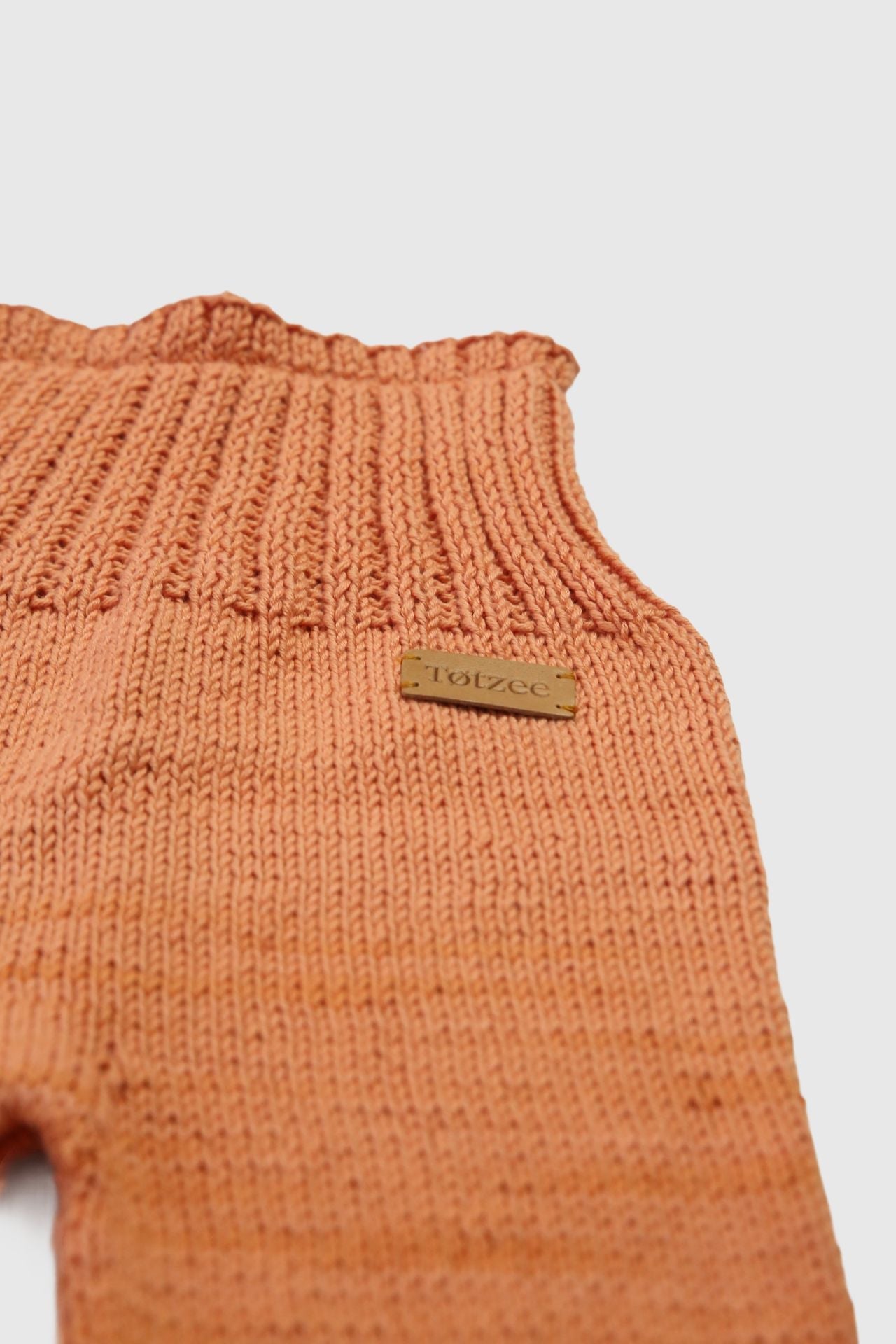 Totzee-Organik El Örgüsü Yüksek Bel Pantolon şeftali Rengi-Pantolon-3-Milagron.com