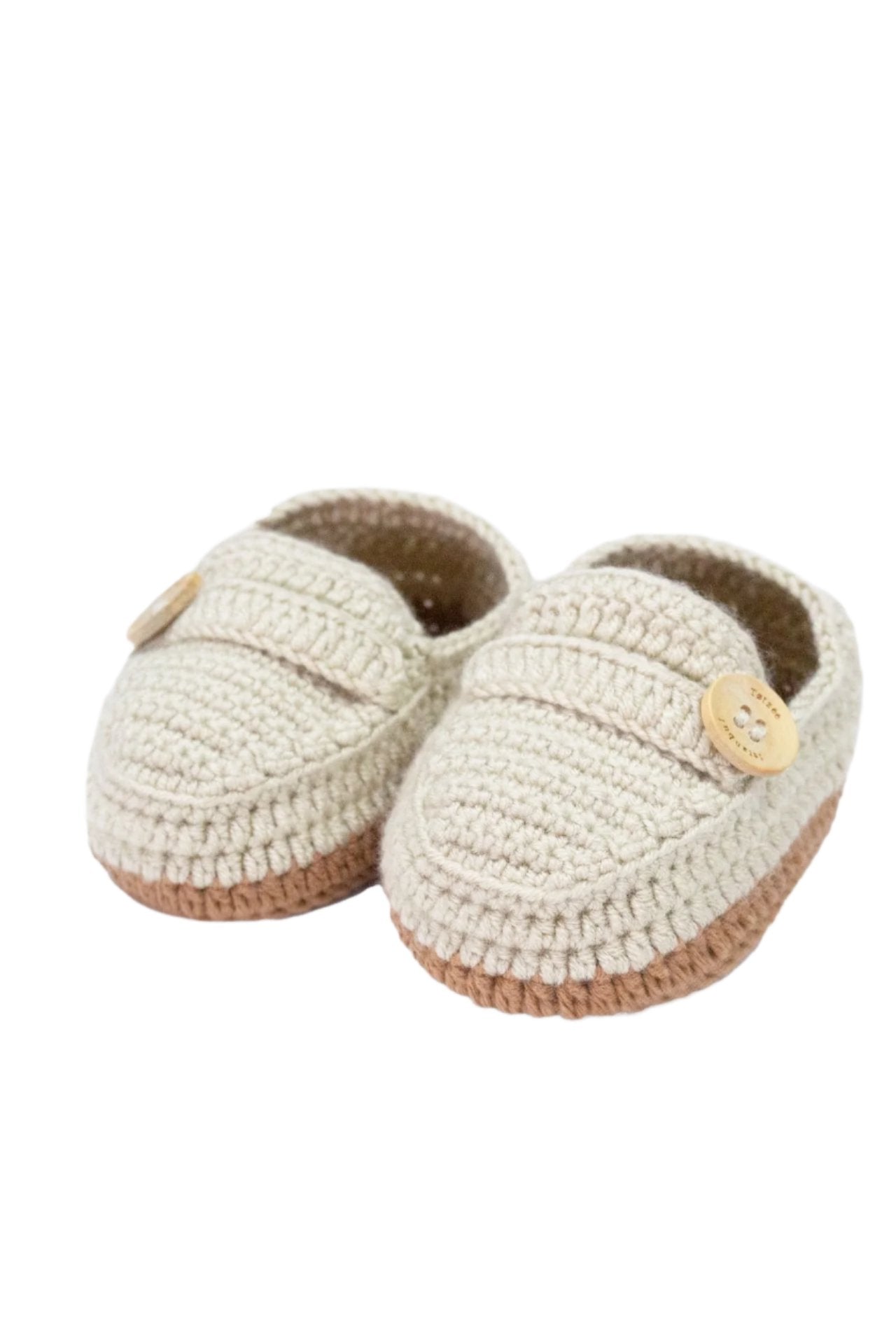 Totzee-Yandan Düğmeli Patik - Bej & Kahverengi-Patik-1-Milagron.com