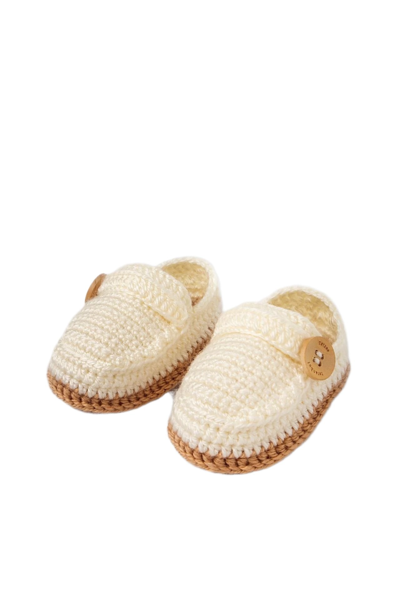 Totzee-Yandan Düğmeli Patik - Ekru & Açık Kahve-Patik-1-Milagron.com