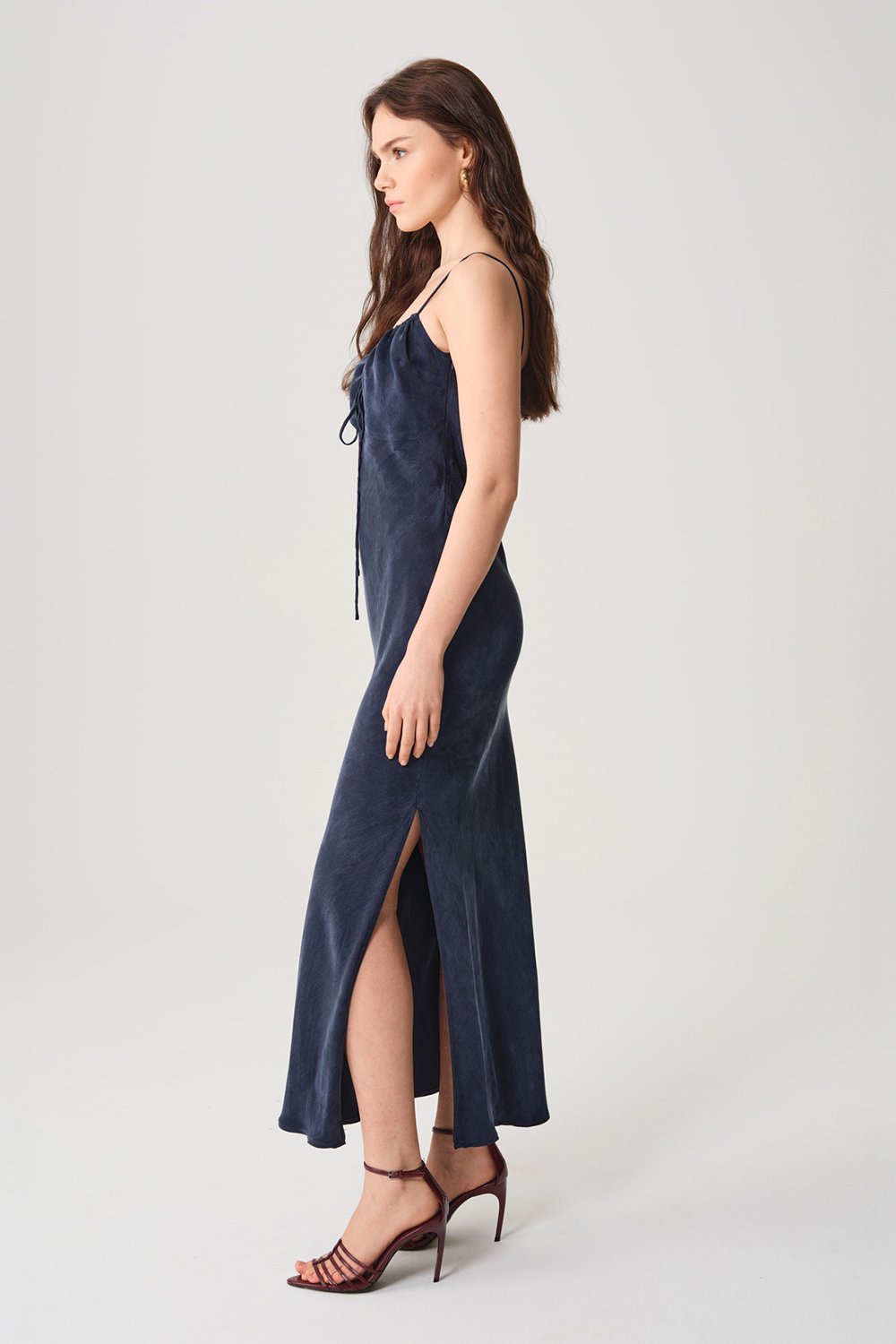 Towdoo-Aster Askılı Elbise - Lacivert-Elbise-5-Milagron.com