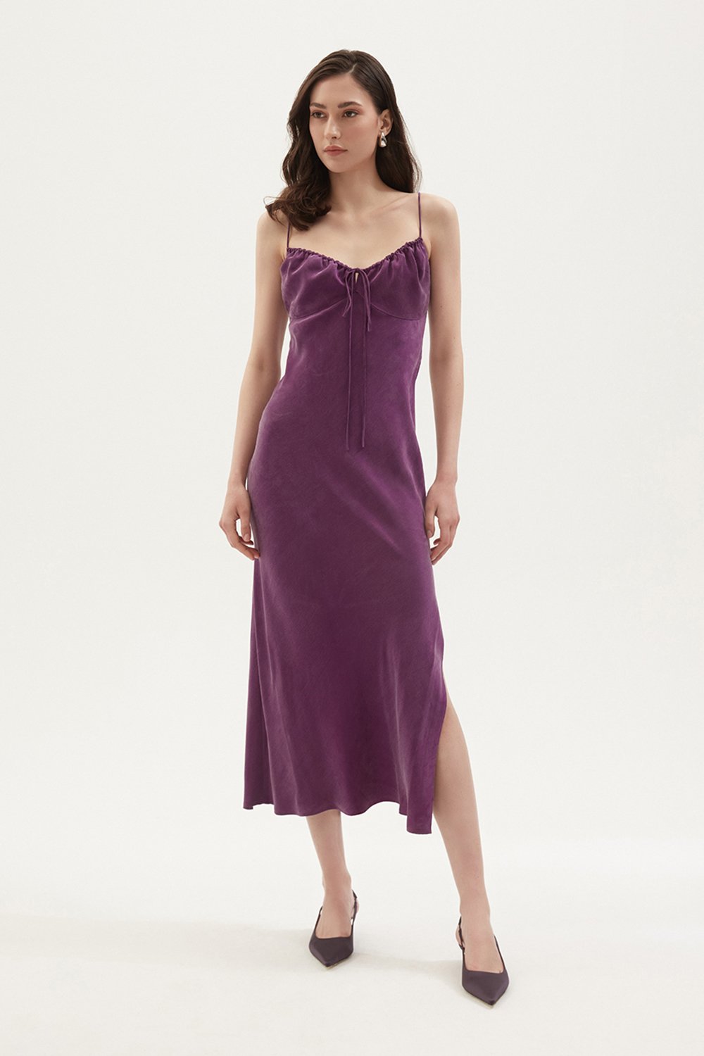 Towdoo-Aster – Askılı Elbise - Mürdüm-Elbise-2-Milagron.com