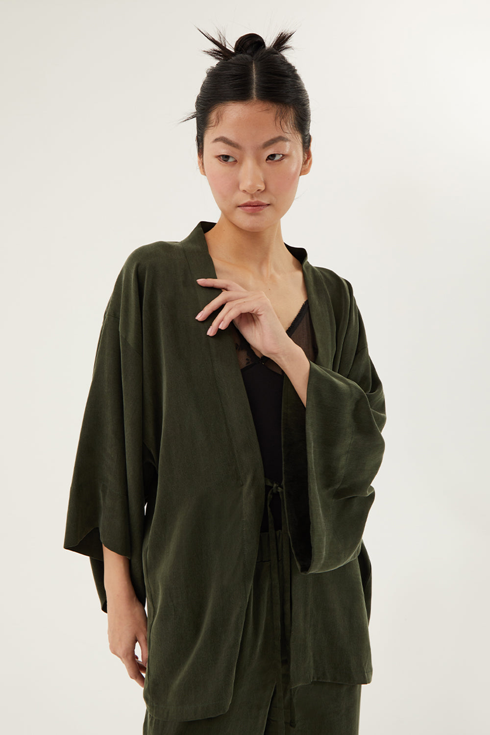 Towdoo-Day – Koyu Yeşil – Kısa Kimono-Kimono-1-Milagron.com