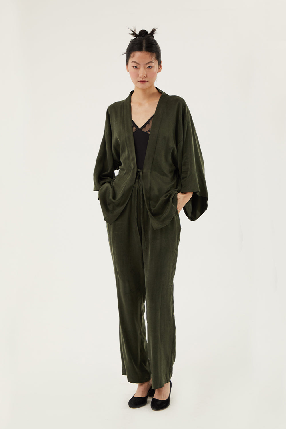 Towdoo-Day – Koyu Yeşil – Kısa Kimono-Kimono-2-Milagron.com