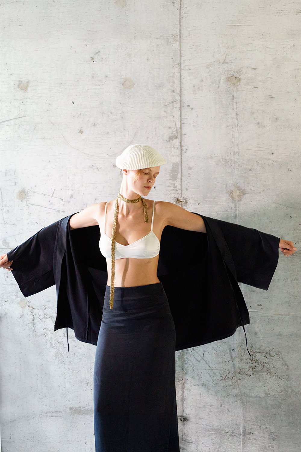 Towdoo-Day – Siyah – Kısa Kimono-Kimono-1-Milagron.com