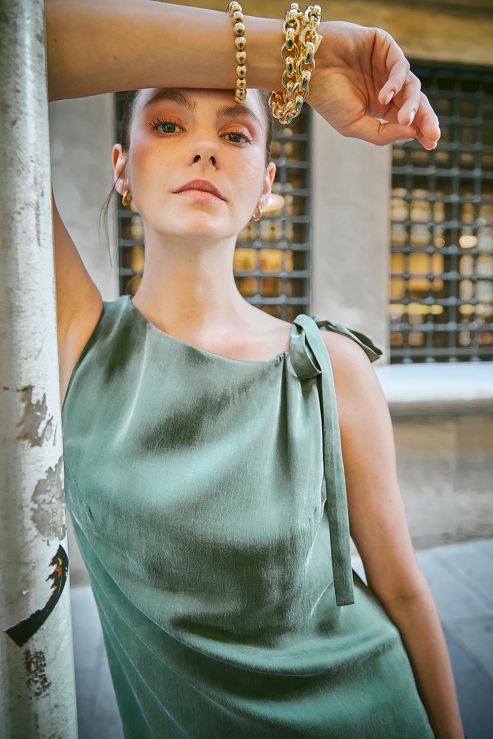 Towdoo-Jasmine – Mini Elbise - Yeşil-Elbise-7-Milagron.com