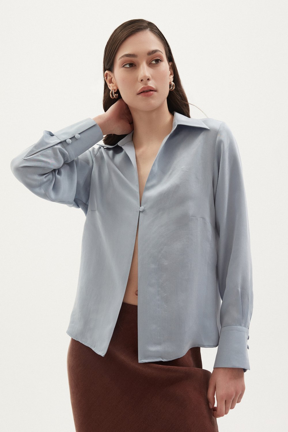 Towdoo-Lavender – Tek Düğmeli Gömlek - Mavi-Gömlek-3-Milagron.com