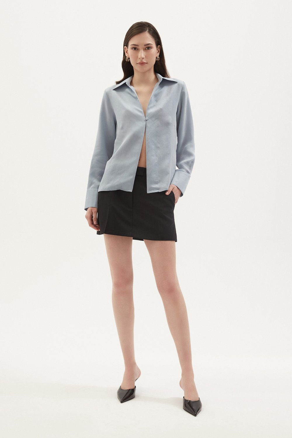 Towdoo-Lavender – Tek Düğmeli Gömlek - Mavi-Gömlek-8-Milagron.com