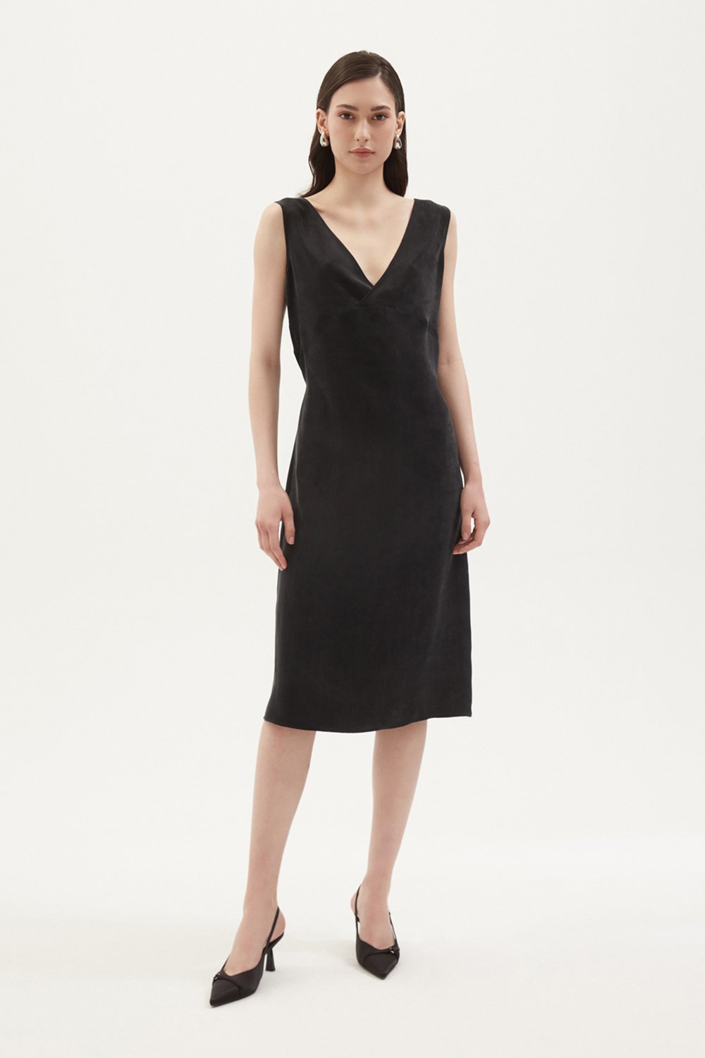 Towdoo-Lily – V Yaka Elbise - Siyah-Elbise-2-Milagron.com