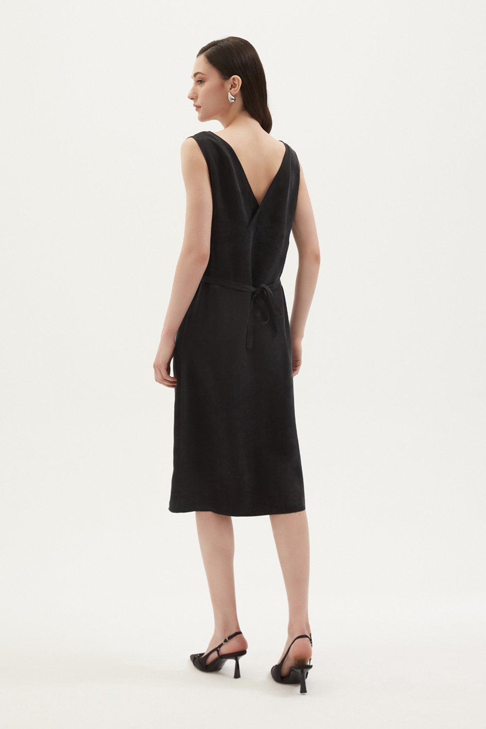 Towdoo-Lily – V Yaka Elbise - Siyah-Elbise-4-Milagron.com