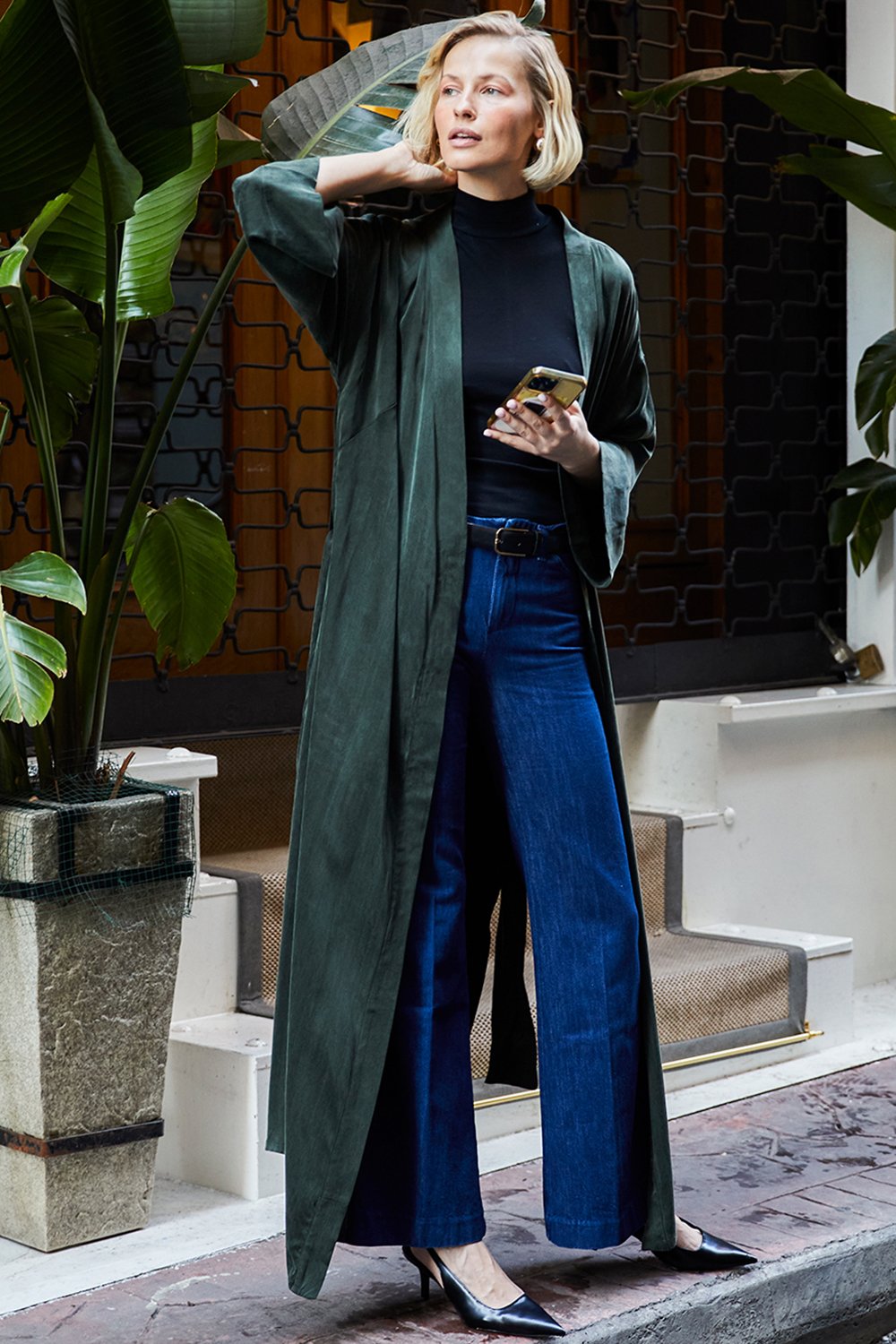 Towdoo-Milky Way - Koyu Yeşil - Uzun Kimono-Kimono-1-Milagron.com