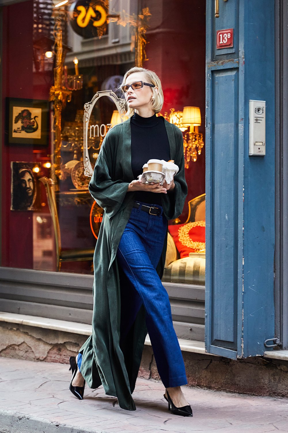 Towdoo-Milky Way - Koyu Yeşil - Uzun Kimono-Kimono-3-Milagron.com