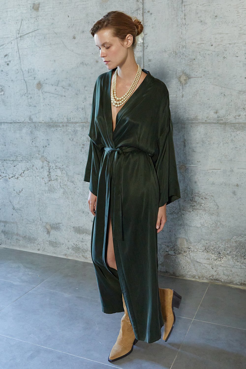 Towdoo-Milky Way - Koyu Yeşil - Uzun Kimono-Kimono-4-Milagron.com