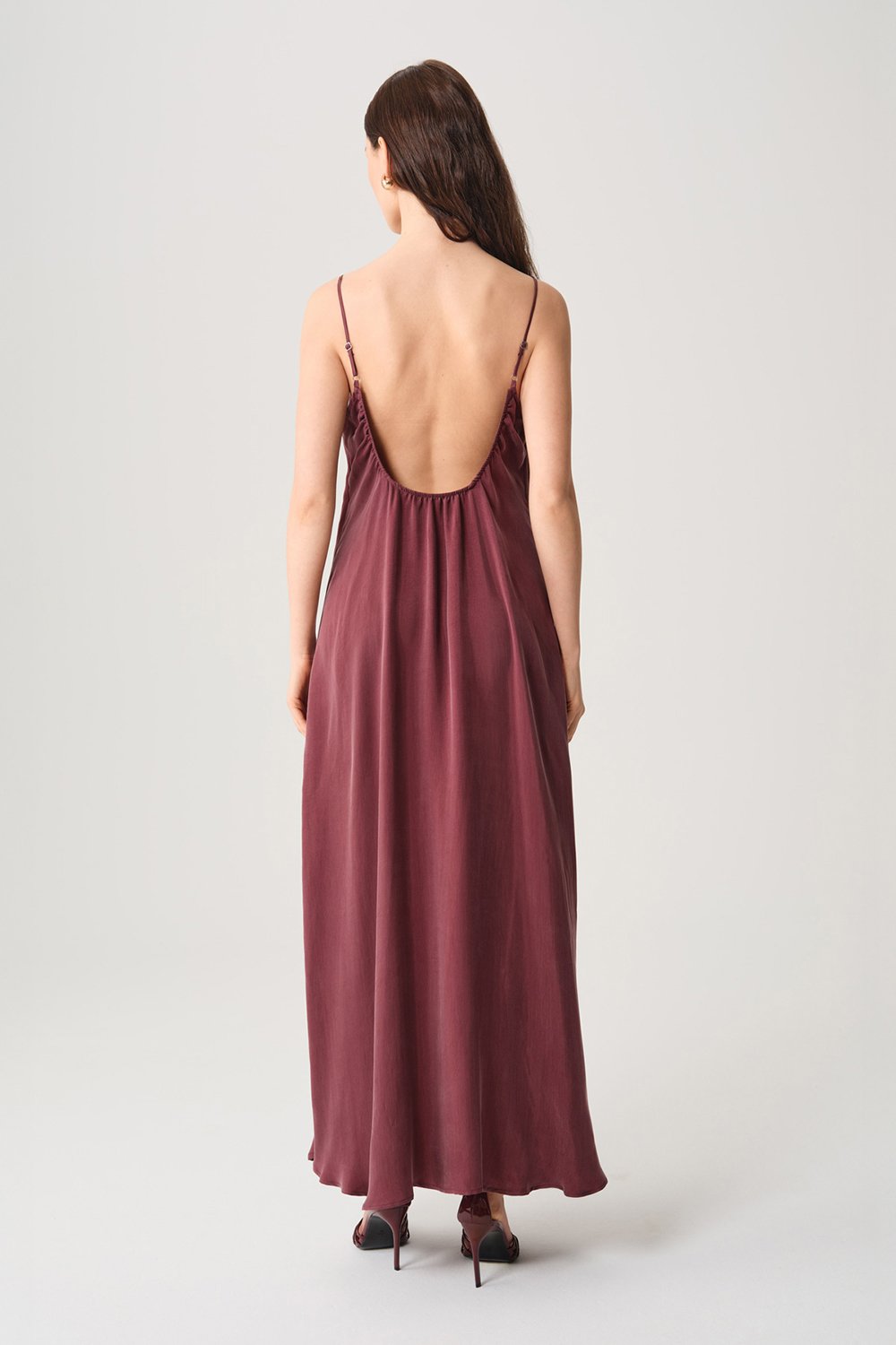 Towdoo-Sage Sırtı Açık Elbise - Mürdüm-Elbise-3-Milagron.com