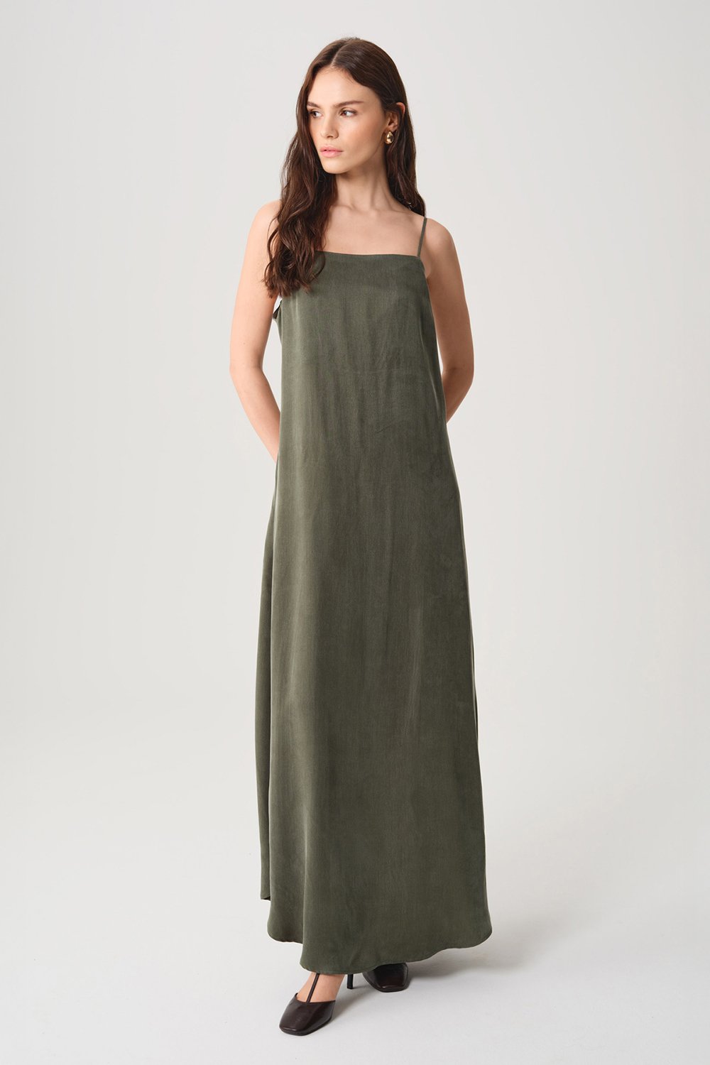Towdoo-Sage Sırtı Açık Elbise - Yeşil-Elbise-2-Milagron.com