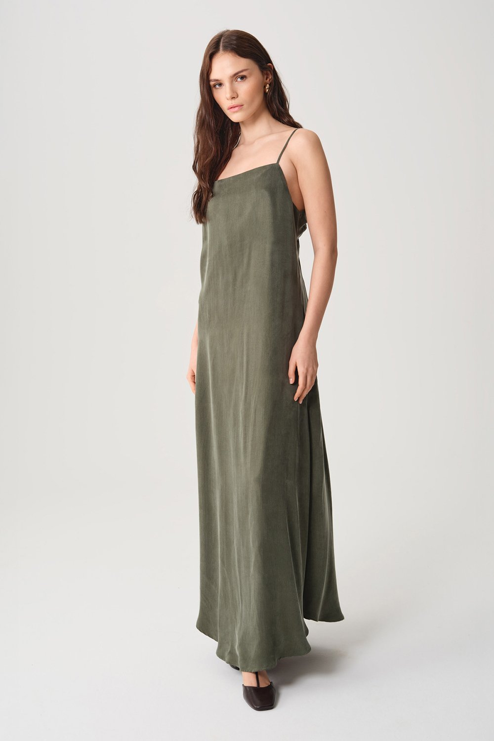 Towdoo-Sage Sırtı Açık Elbise - Yeşil-Elbise-3-Milagron.com