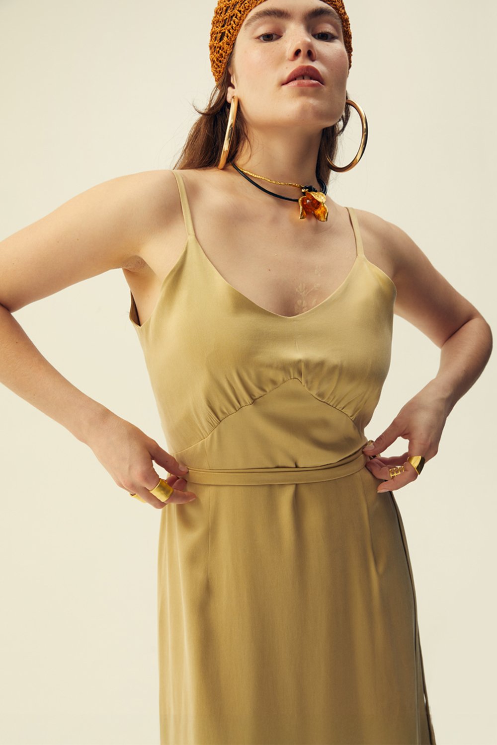 Towdoo-Star Dust – Krem - Askılı Elbise-Elbise-4-Milagron.com